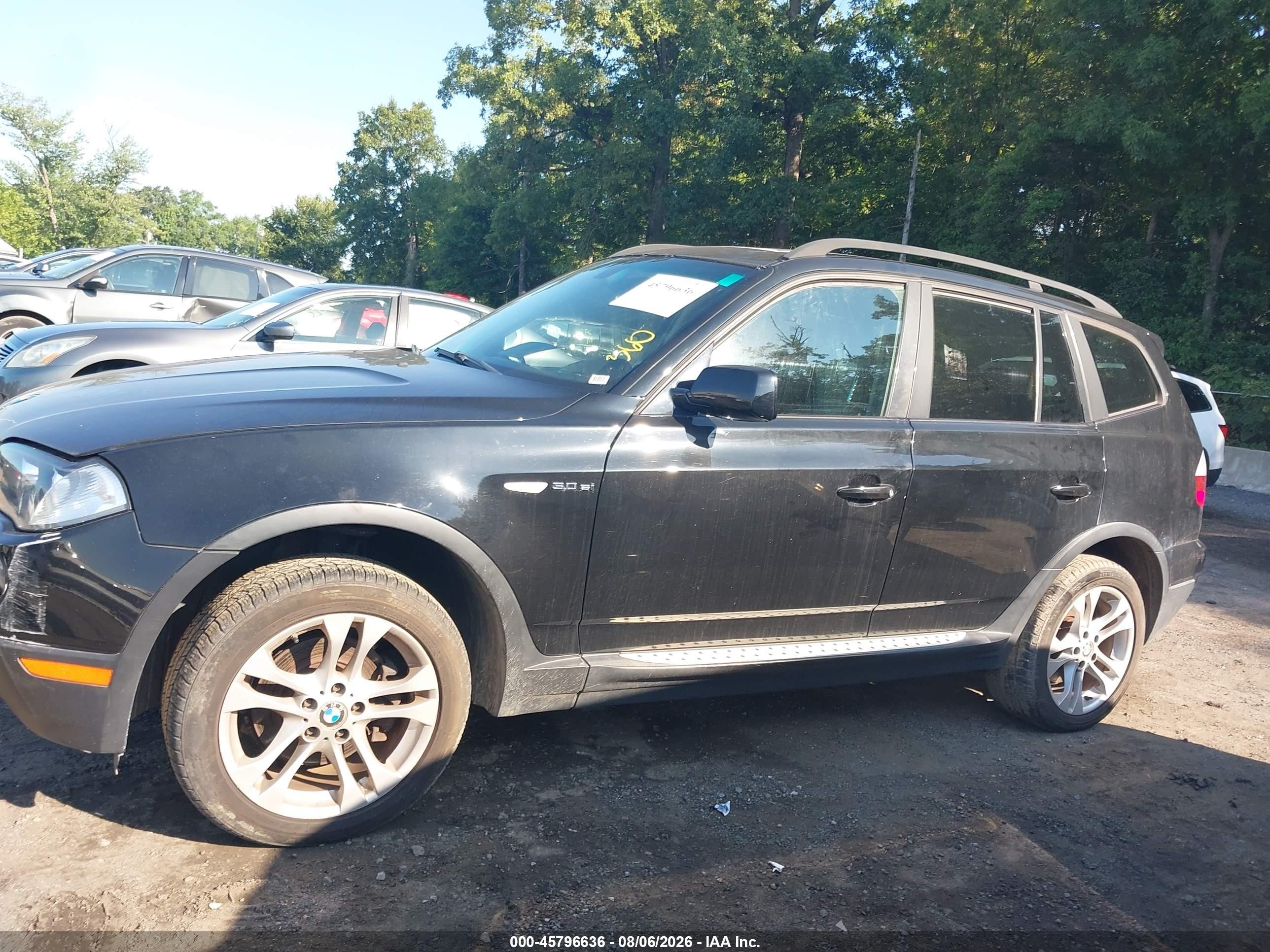 2008 Bmw X3 3.0si Black vin: WBXPC93438WJ04972