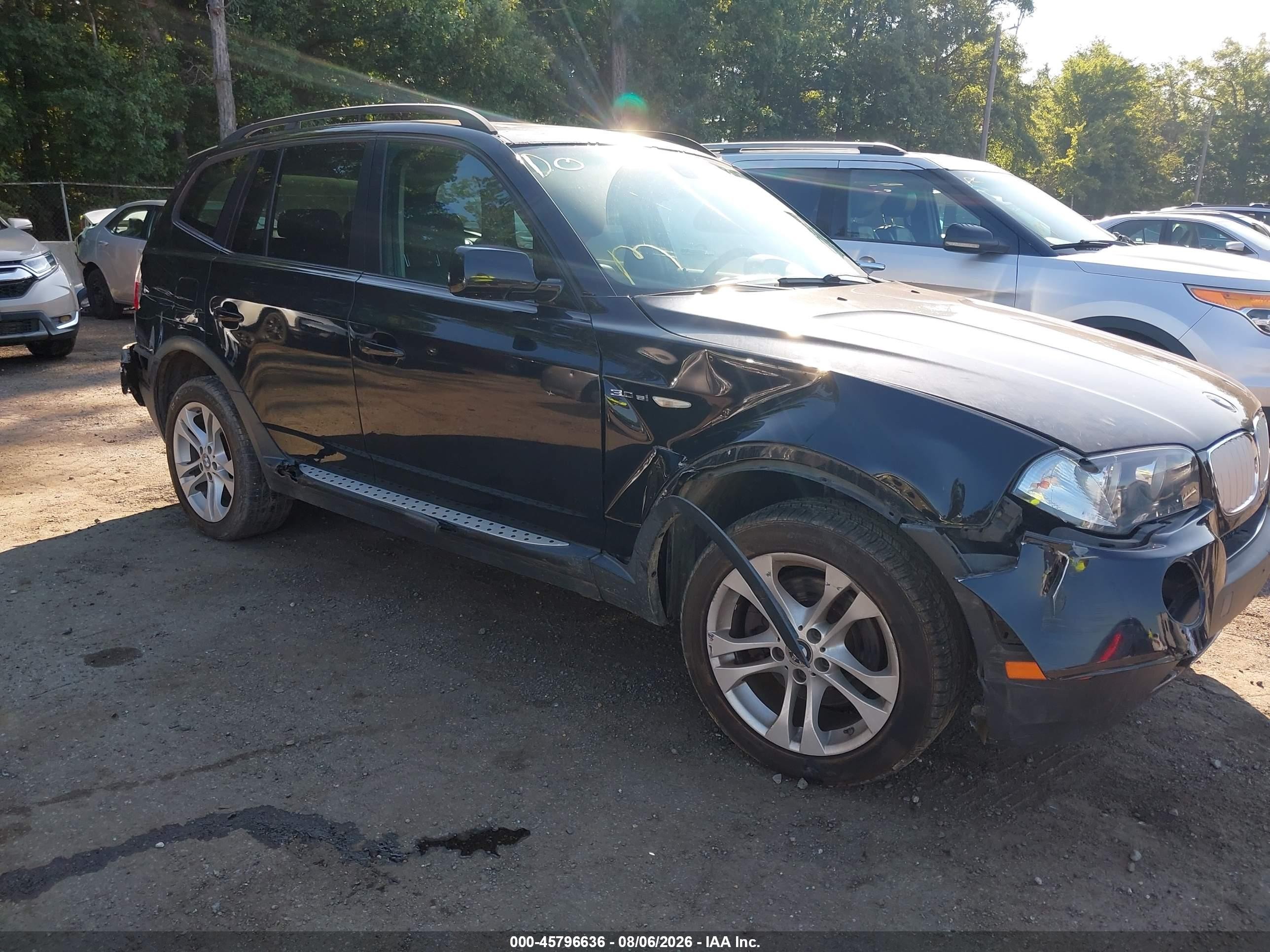 2008 Bmw X3 3.0si Black vin: WBXPC93438WJ04972