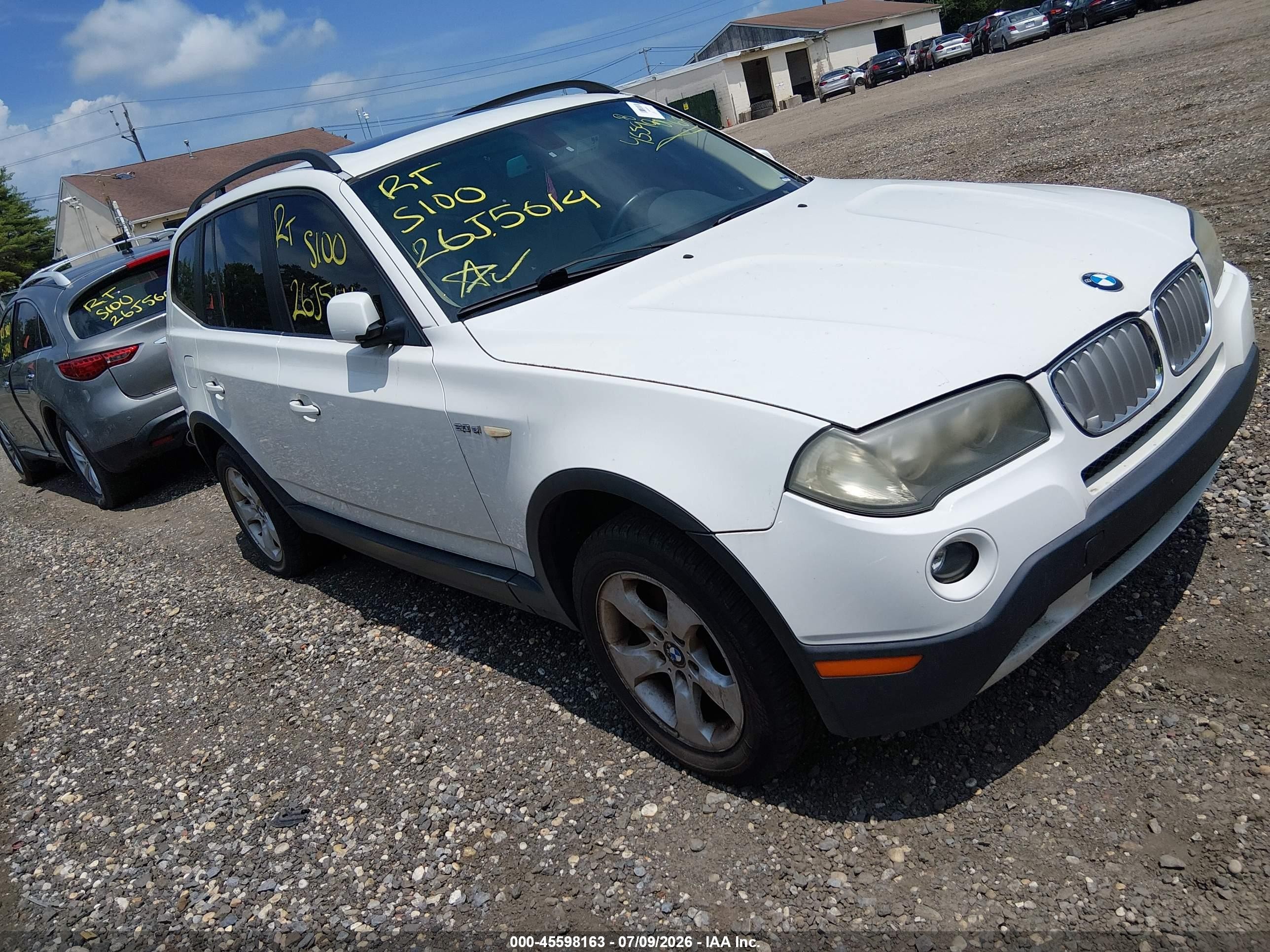 2008 Bmw X3 3.0si White vin: WBXPC93438WJ14028