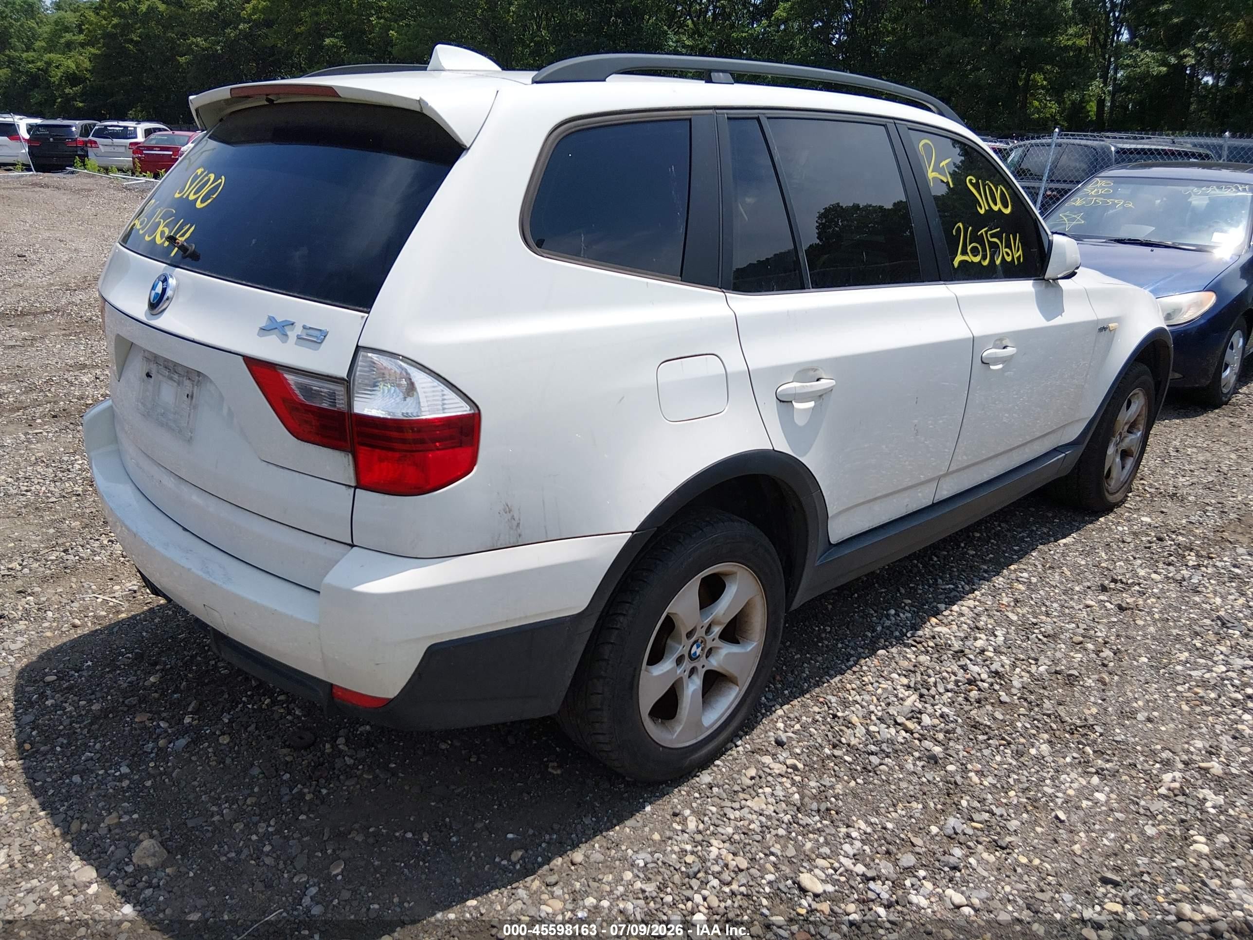 2008 Bmw X3 3.0si Белый vin: WBXPC93438WJ14028