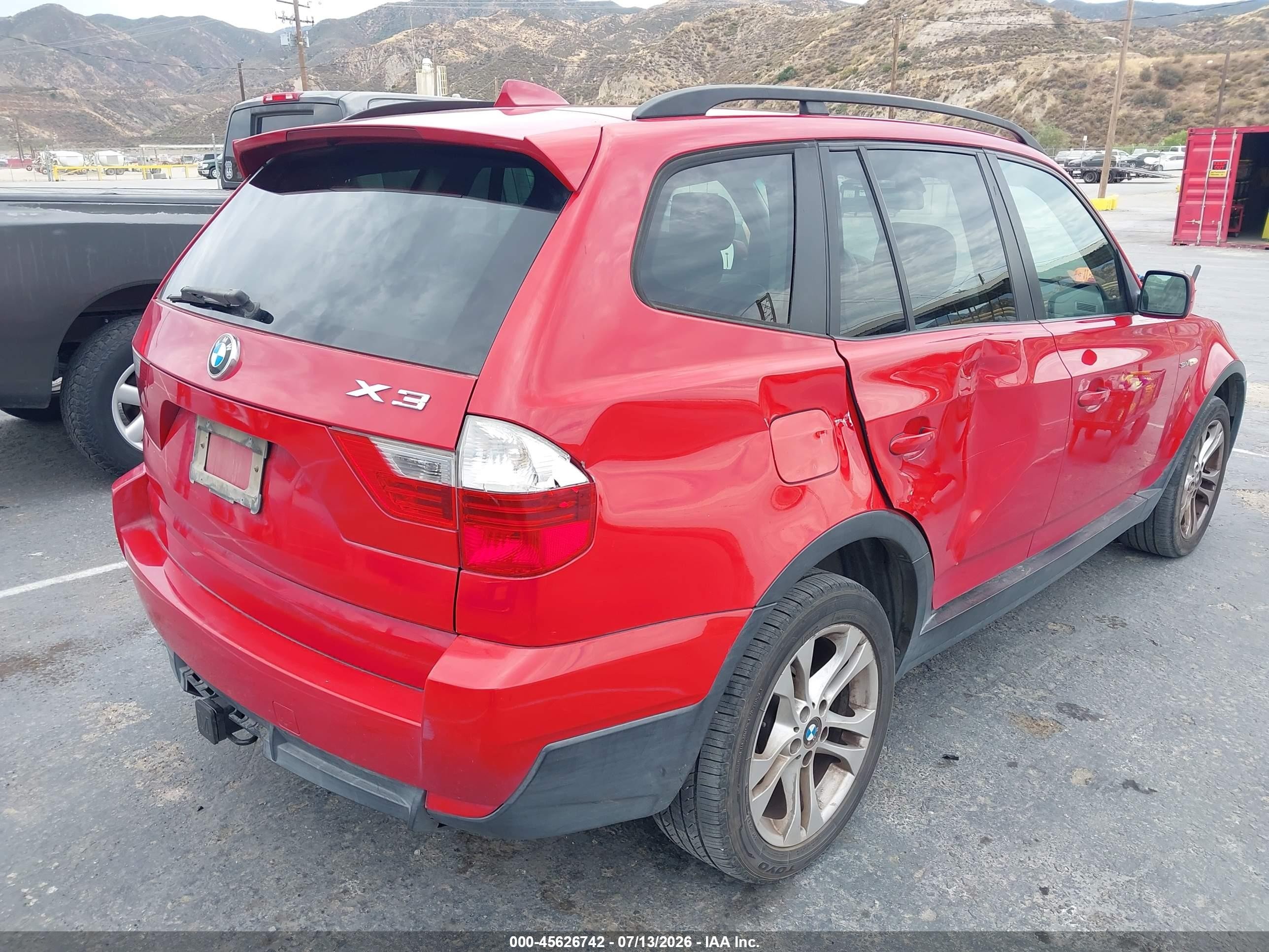 2007 Bmw X3 3.0si Red vin: WBXPC93447WF28923