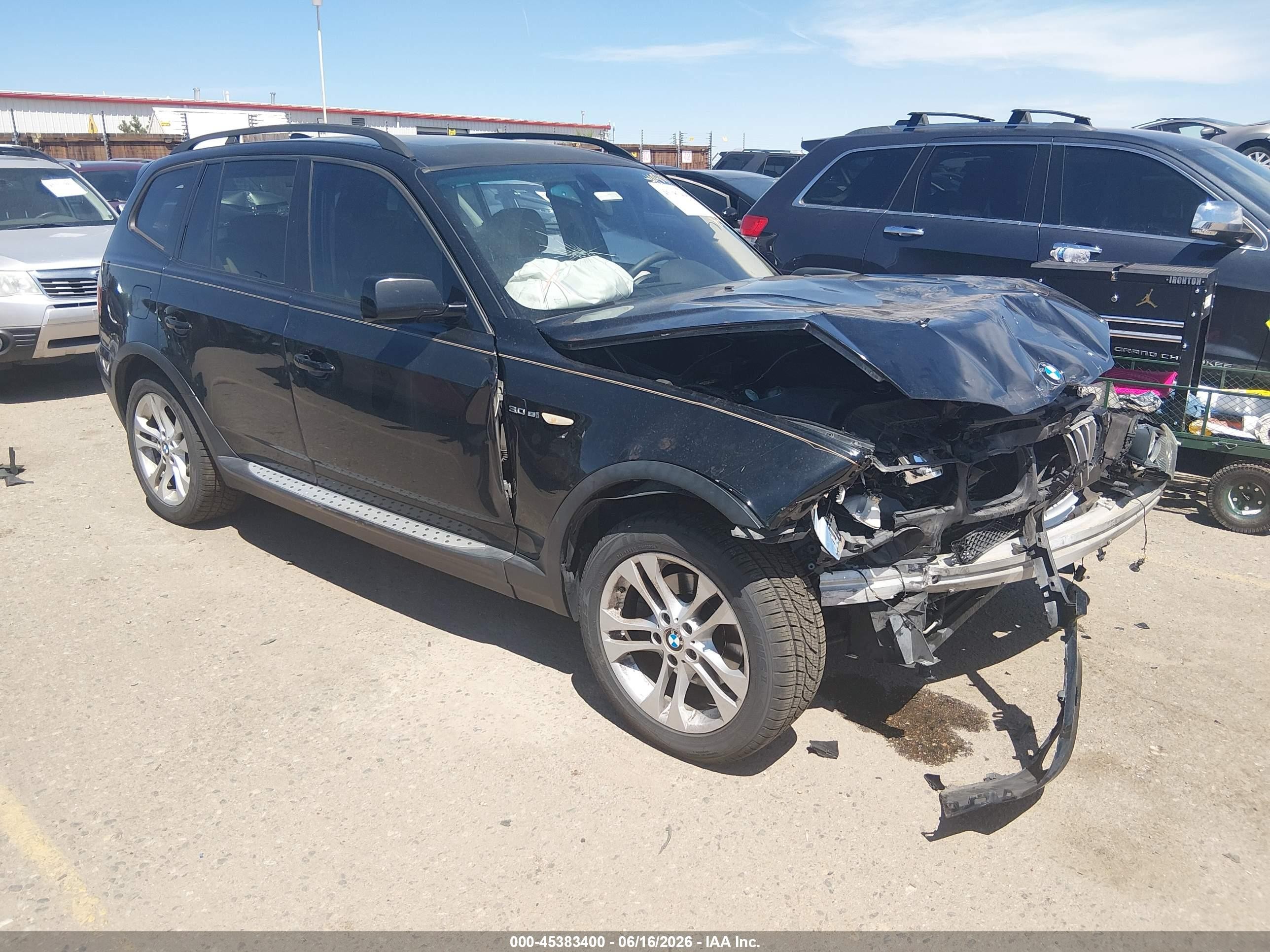 2008 Bmw X3 3.0si Black vin: WBXPC93448WJ03894