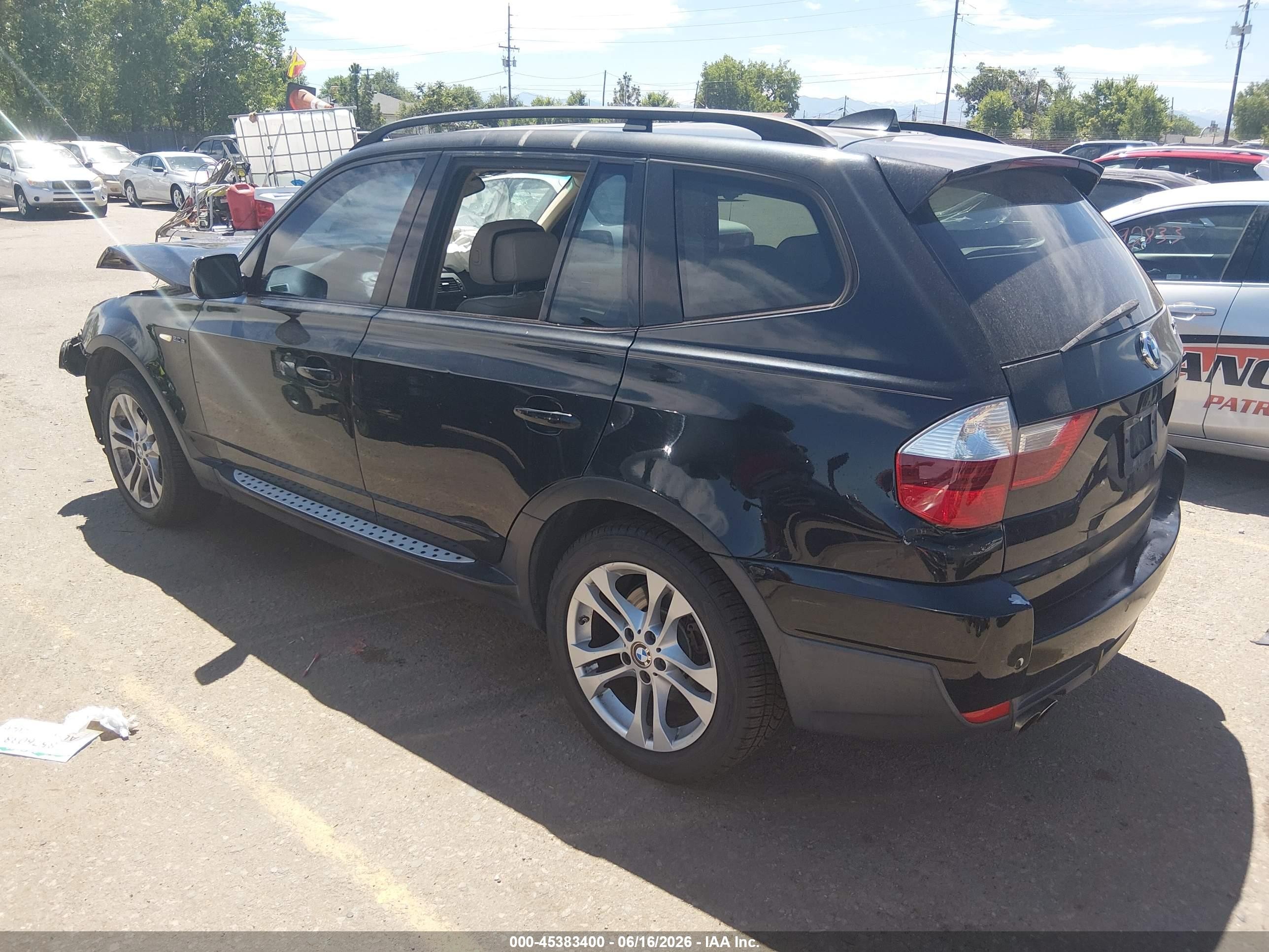 2008 Bmw X3 3.0si Black vin: WBXPC93448WJ03894