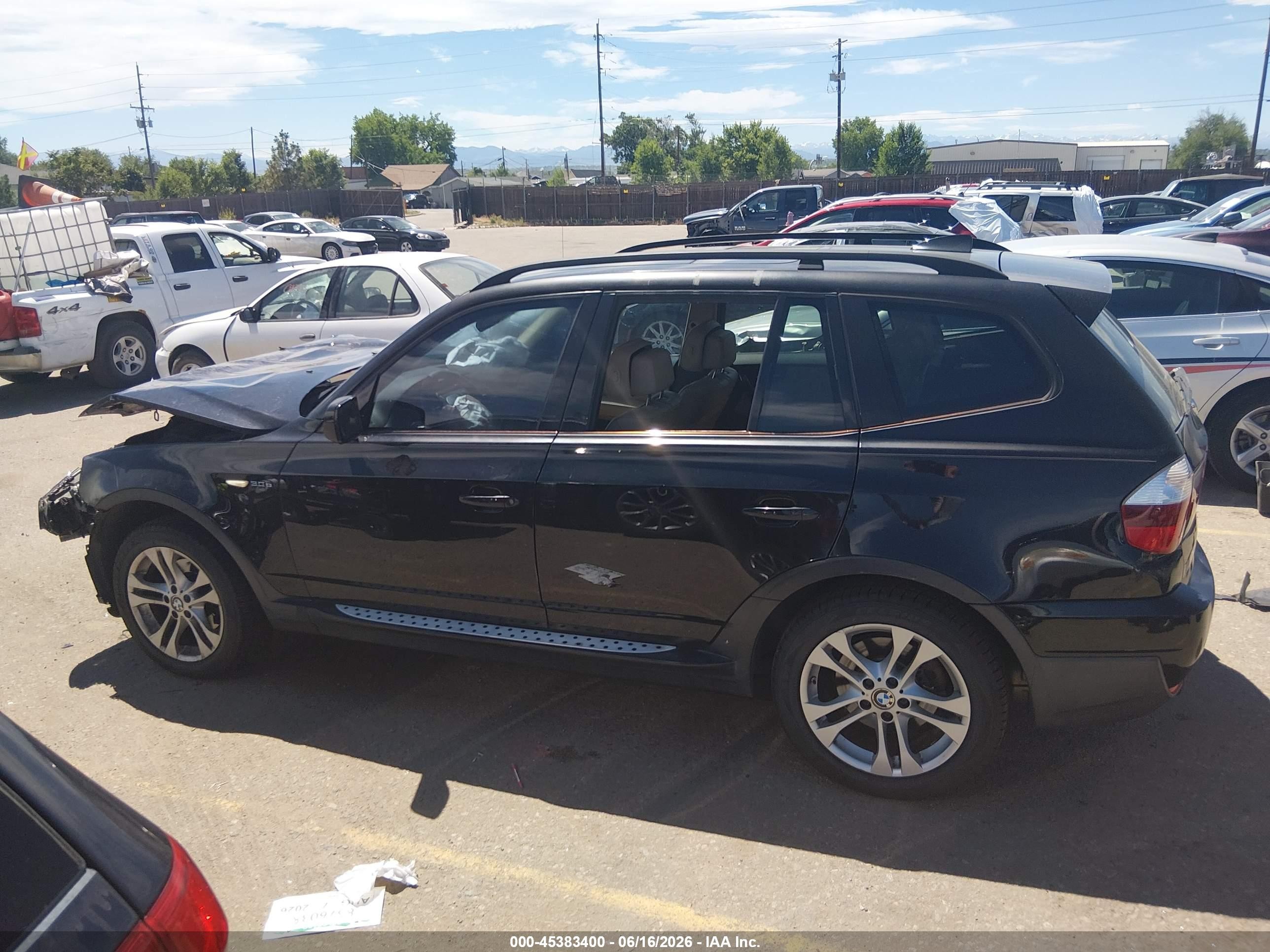 2008 Bmw X3 3.0si Black vin: WBXPC93448WJ03894
