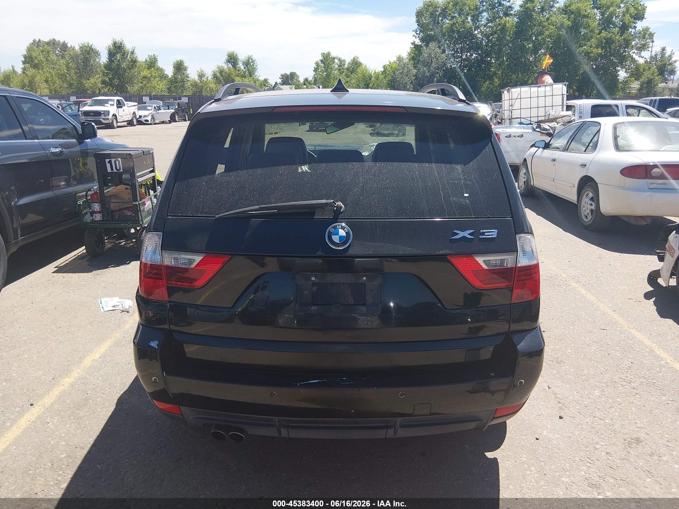 2008 Bmw X3 3.0si Black vin: WBXPC93448WJ03894