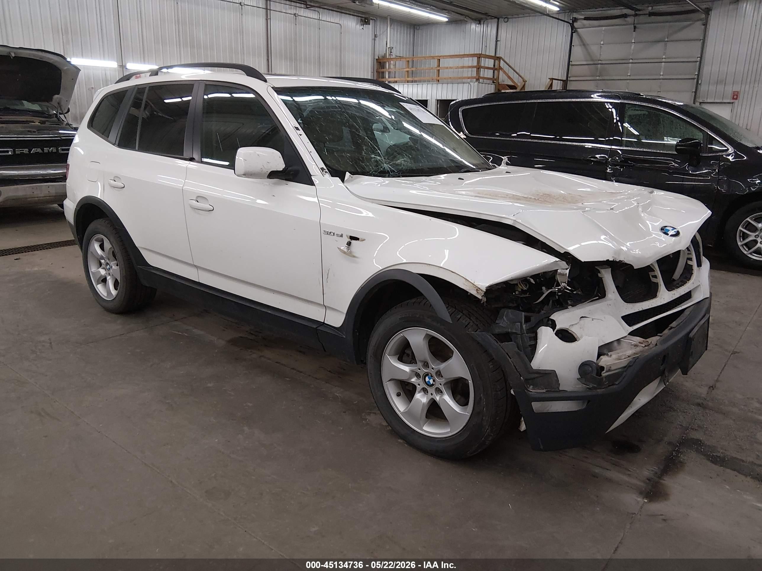 2008 Bmw X3 3.0si White vin: WBXPC93448WJ07704
