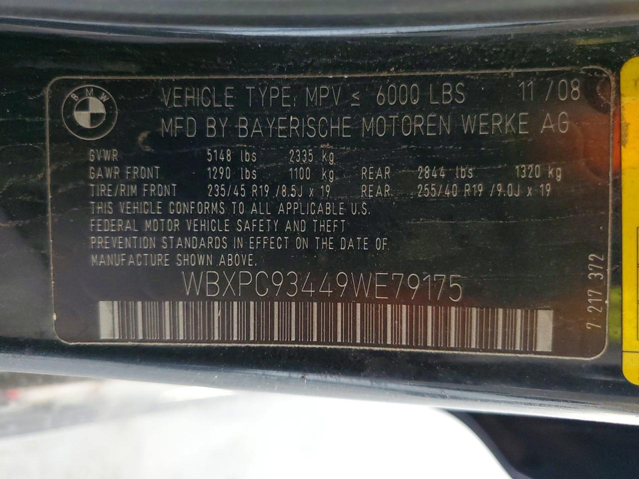 2009 Bmw X3 Xdrive30i Black vin: WBXPC93449WE79175