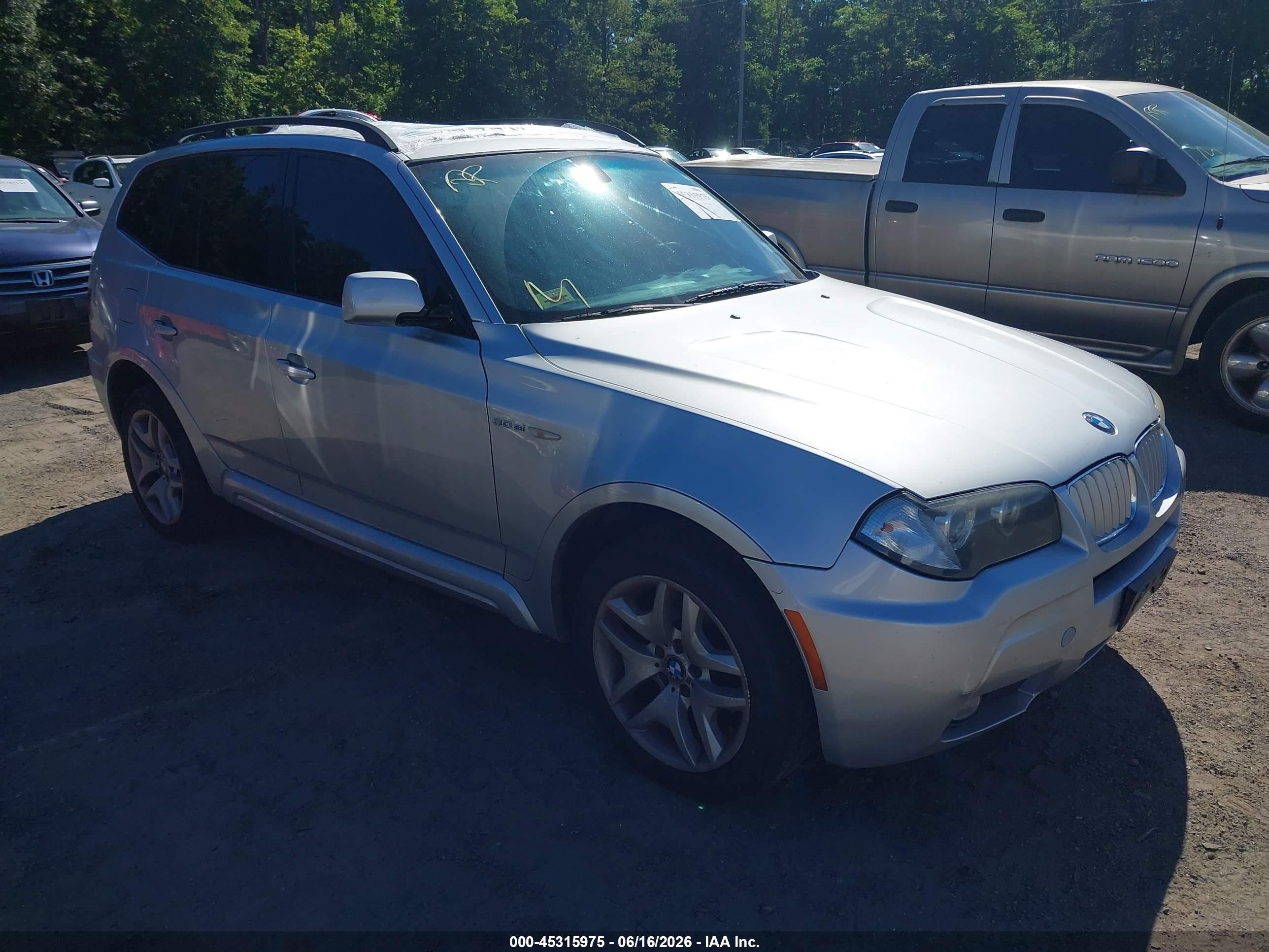 2007 Bmw X3 3.0si Silver vin: WBXPC93467WJ01353