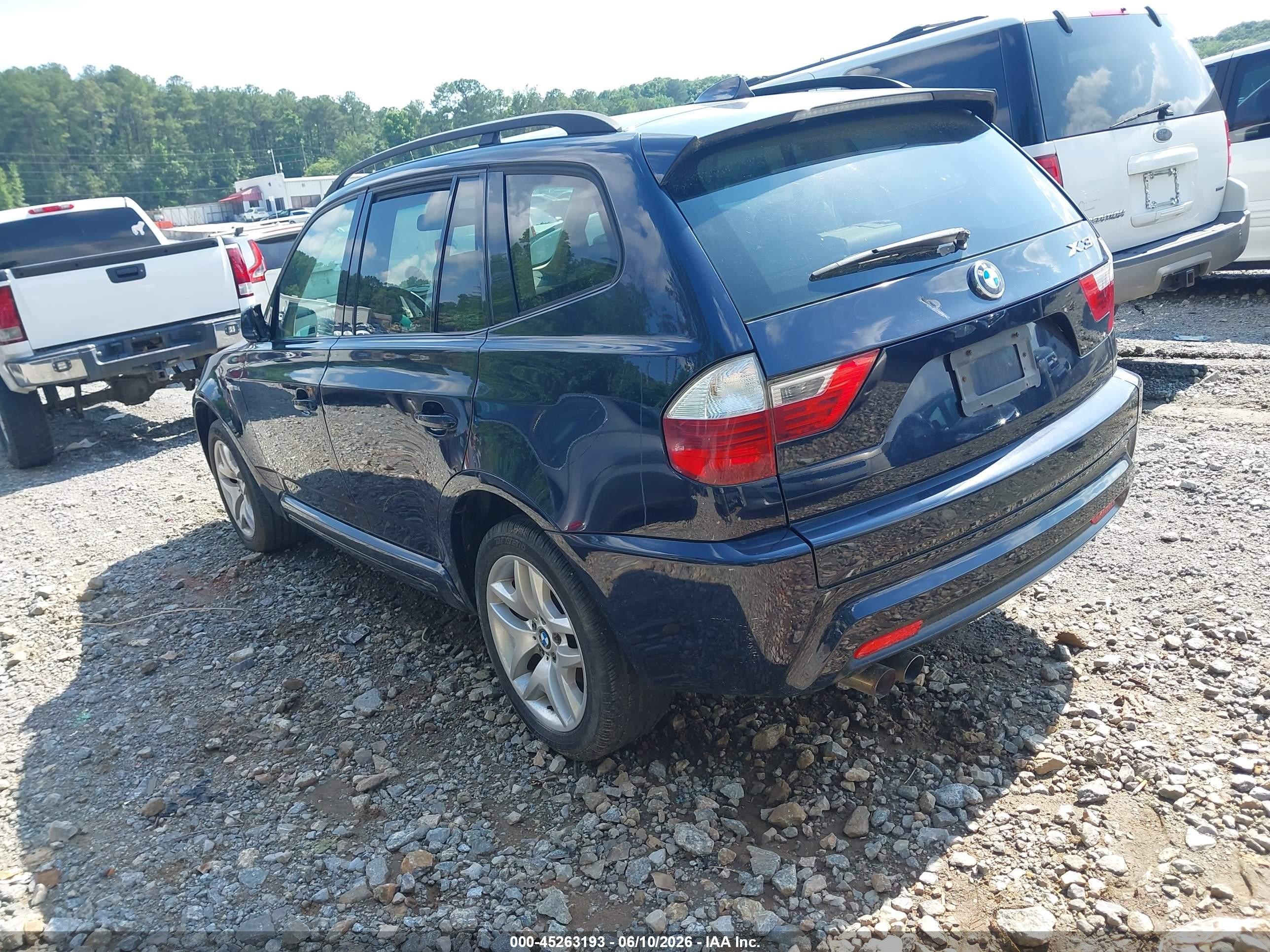2007 Bmw X3 3.0si Dark Blue vin: WBXPC93477WF01666