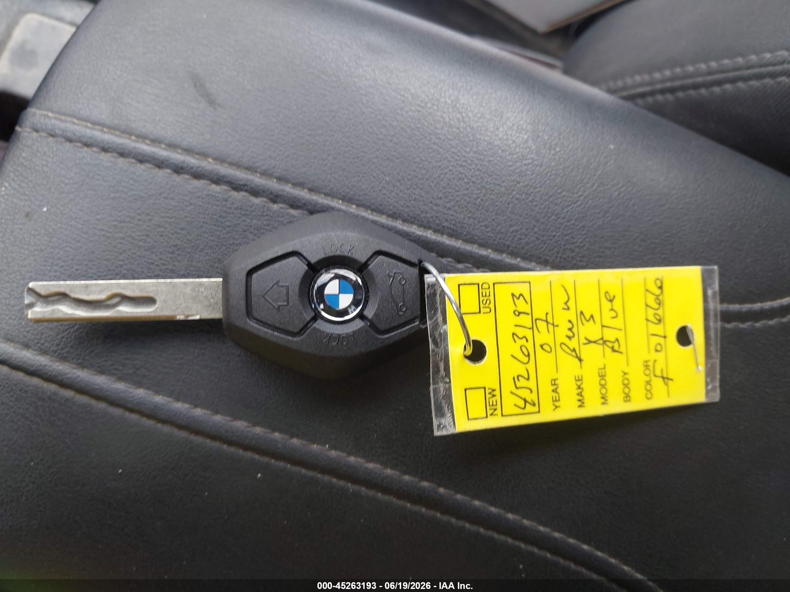 2007 Bmw X3 3.0si Dark Blue vin: WBXPC93477WF01666