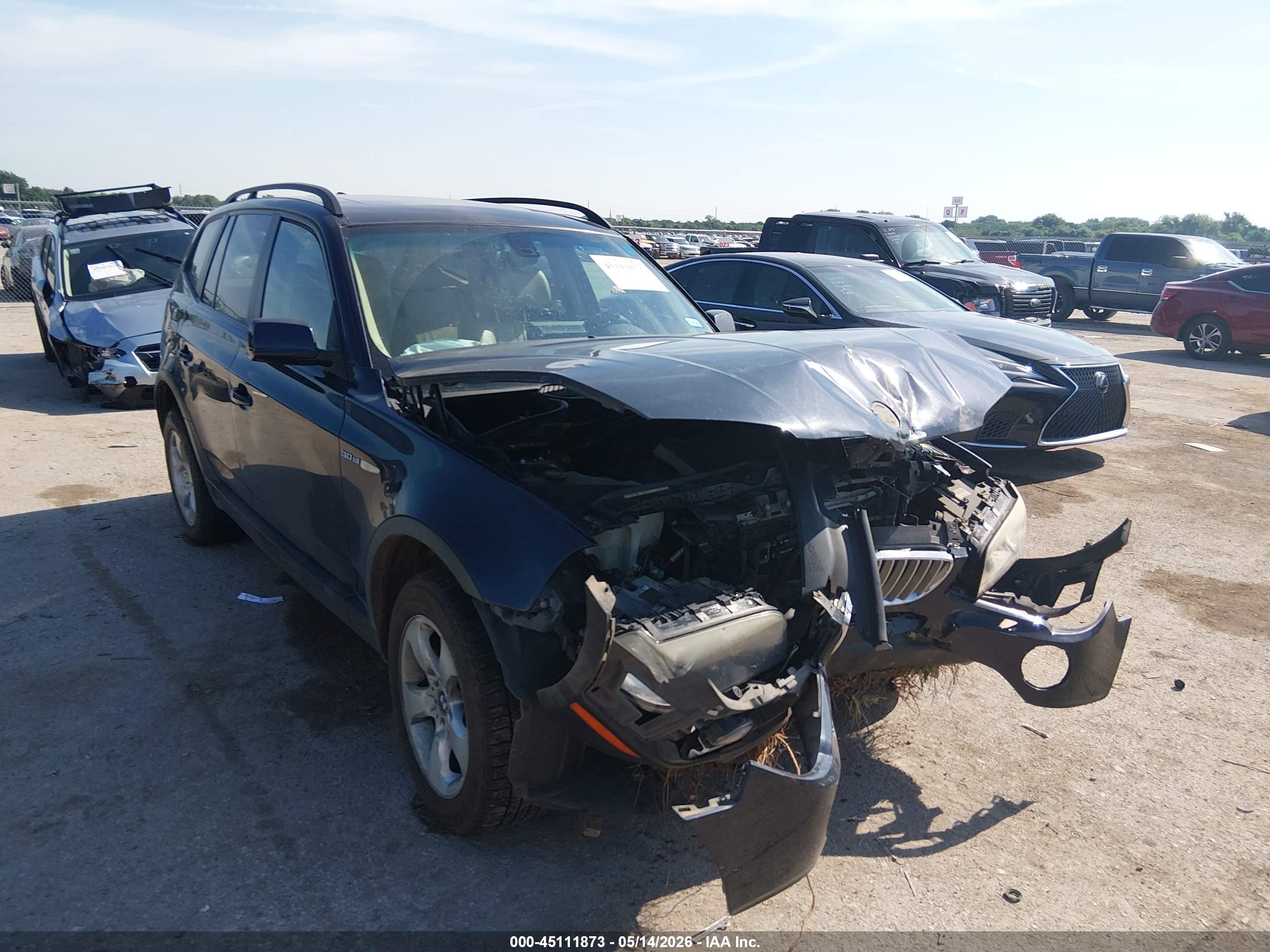 2008 Bmw X3 3.0si Dark Blue vin: WBXPC93478WJ16882