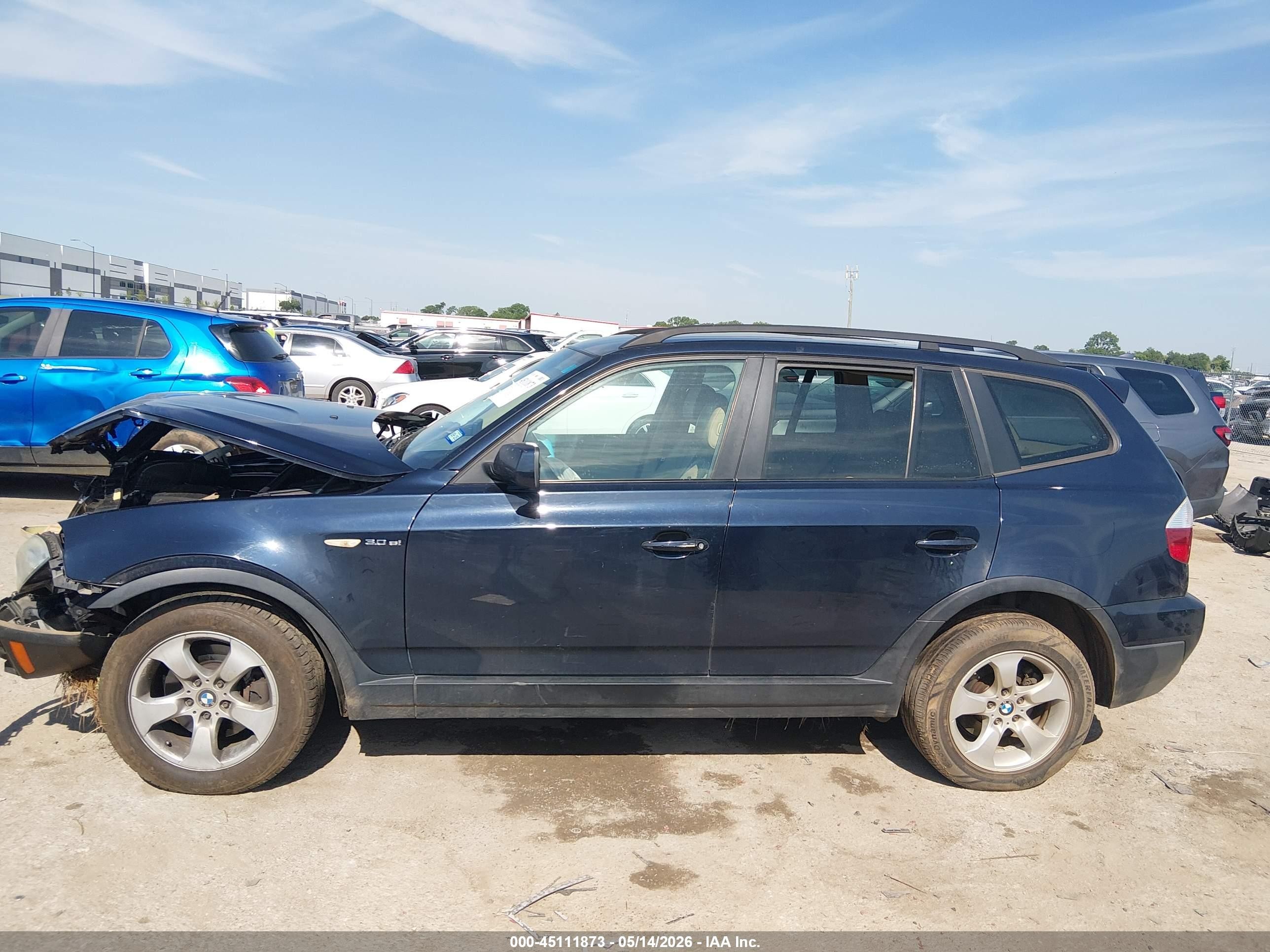 2008 Bmw X3 3.0si Dark Blue vin: WBXPC93478WJ16882