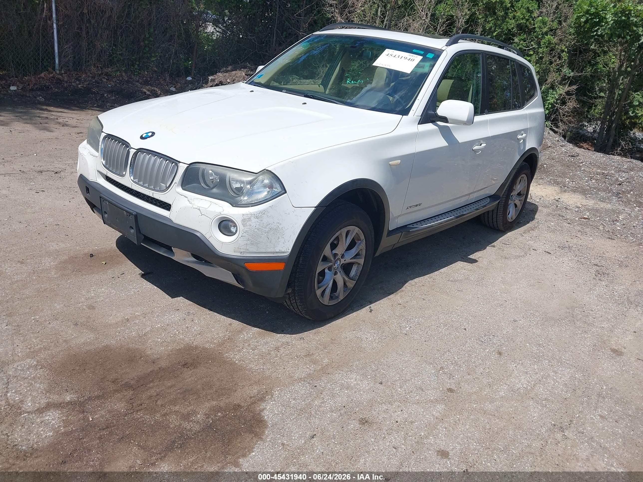 2009 Bmw X3 Xdrive30i White vin: WBXPC93479WJ26622
