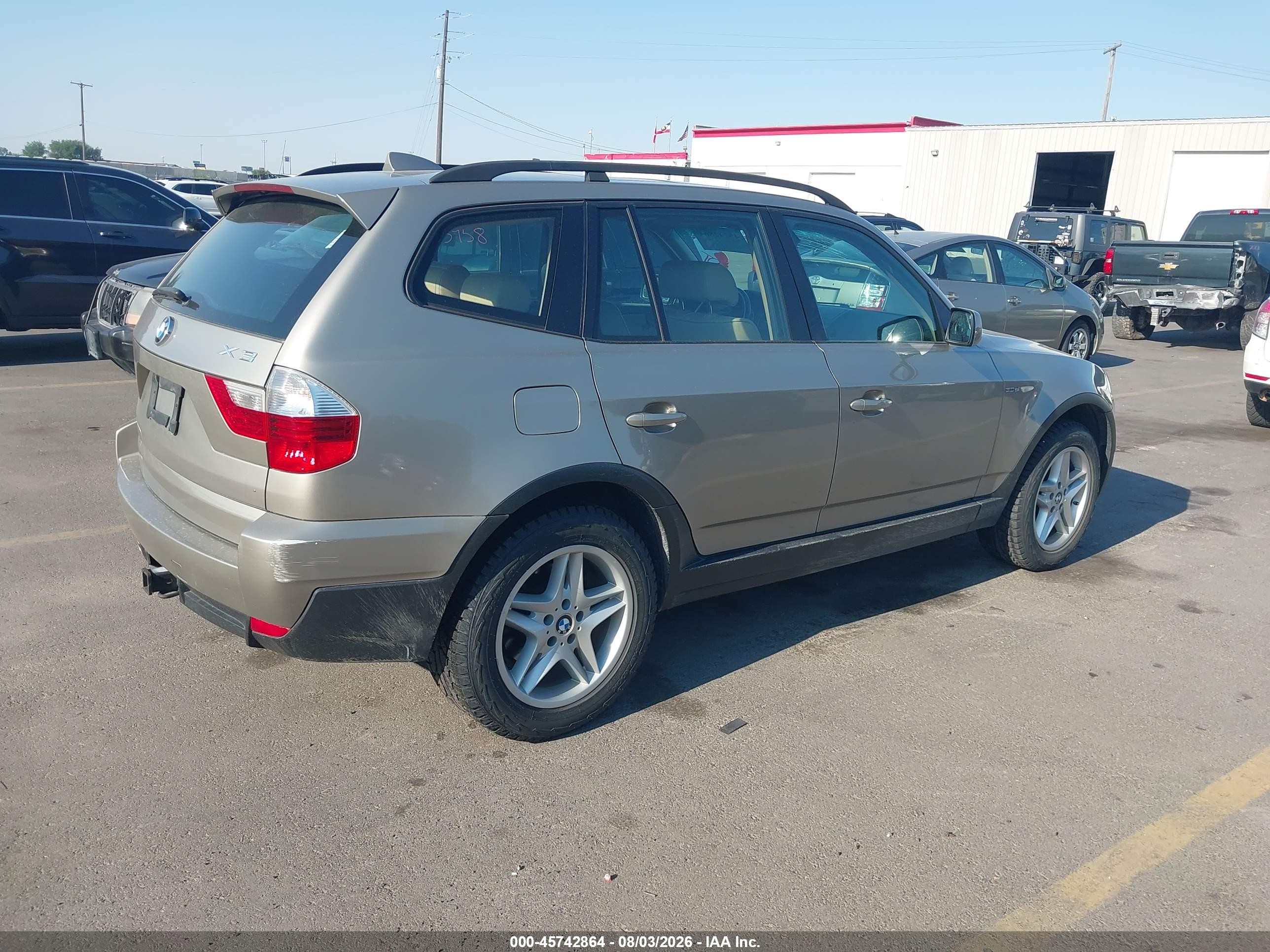 2007 Bmw X3 3.0si Gray vin: WBXPC93487WF06939