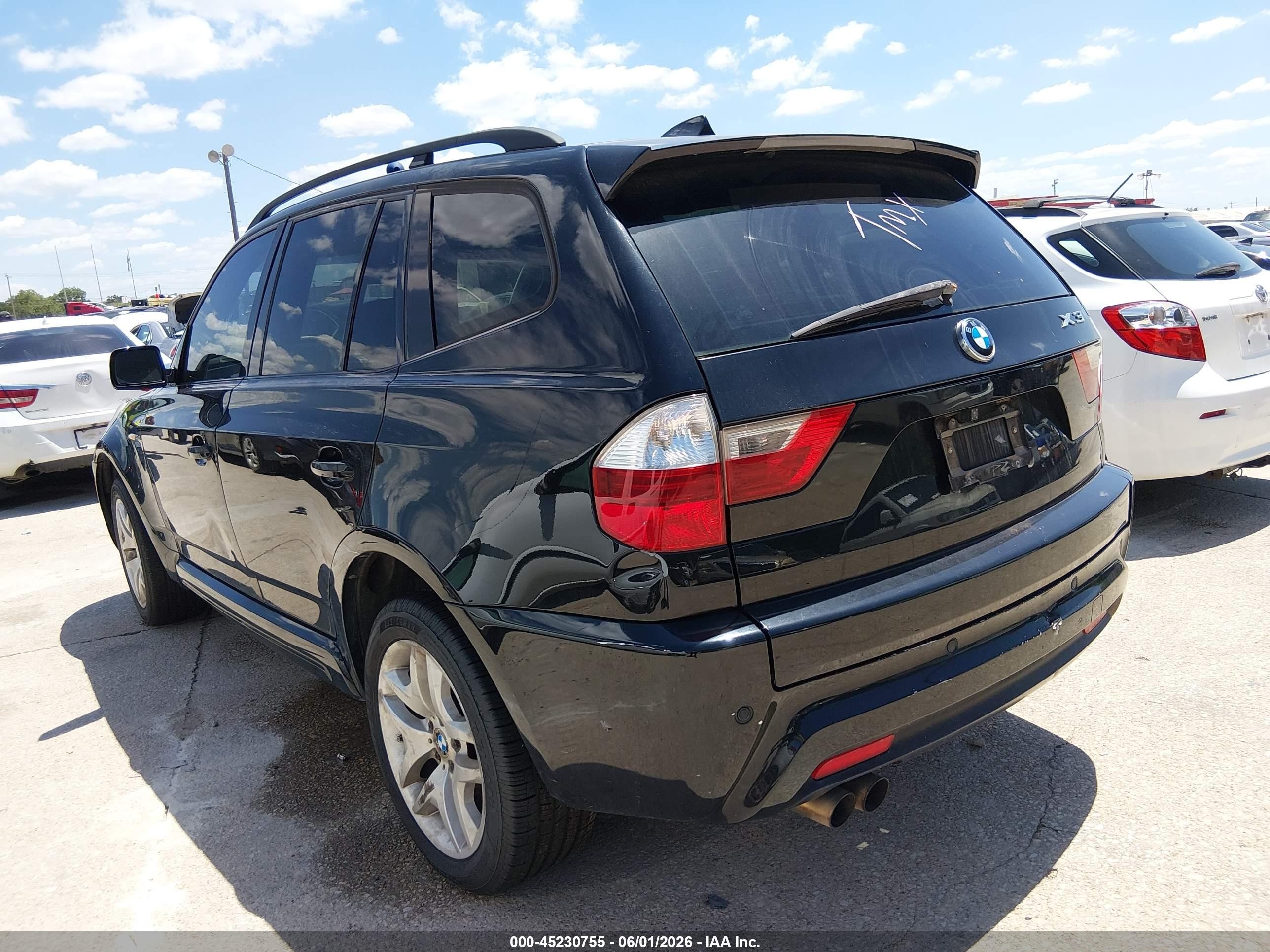 2007 Bmw X3 3.0si Черный vin: WBXPC93487WF10294