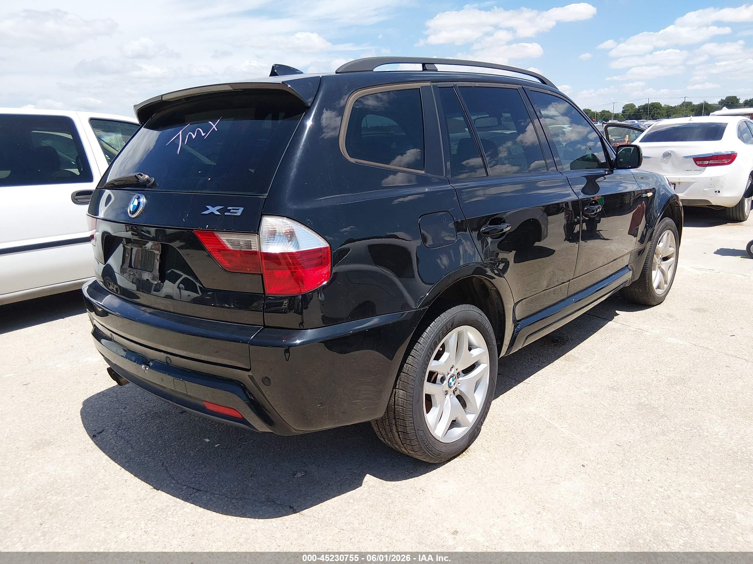 2007 Bmw X3 3.0si Черный vin: WBXPC93487WF10294