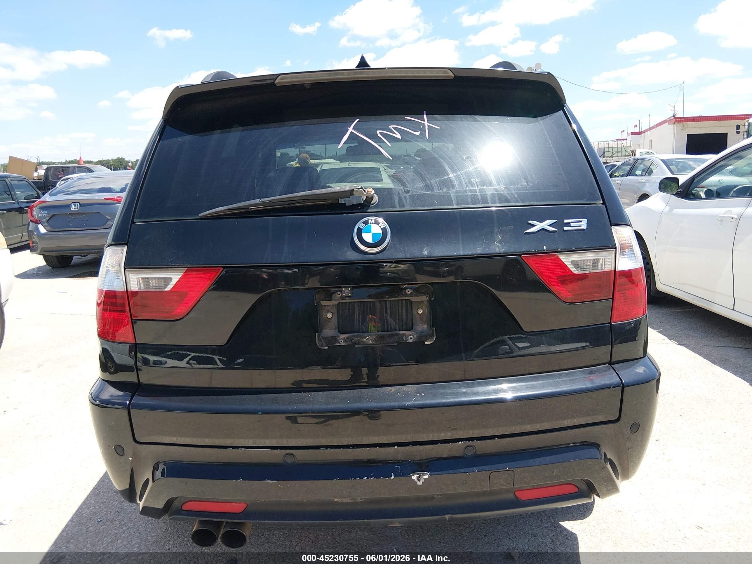 2007 Bmw X3 3.0si Черный vin: WBXPC93487WF10294