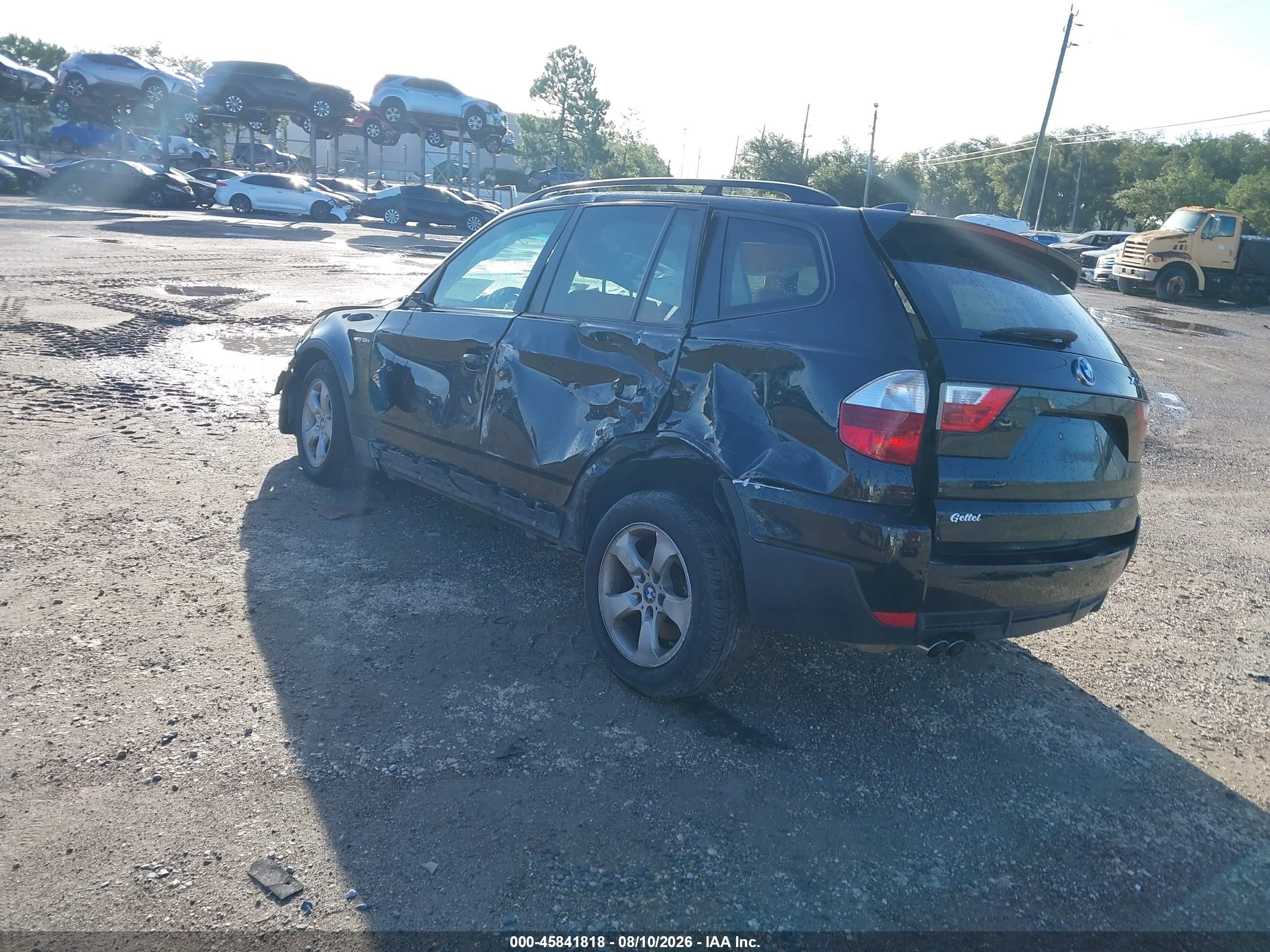2007 Bmw X3 3.0si Black vin: WBXPC93487WF17780