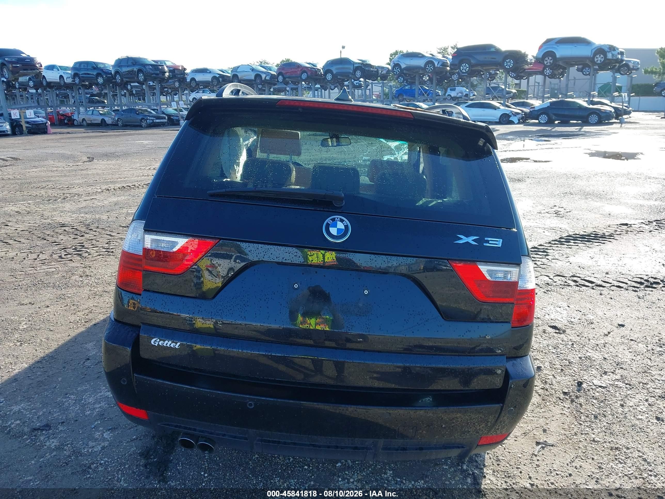2007 Bmw X3 3.0si Black vin: WBXPC93487WF17780