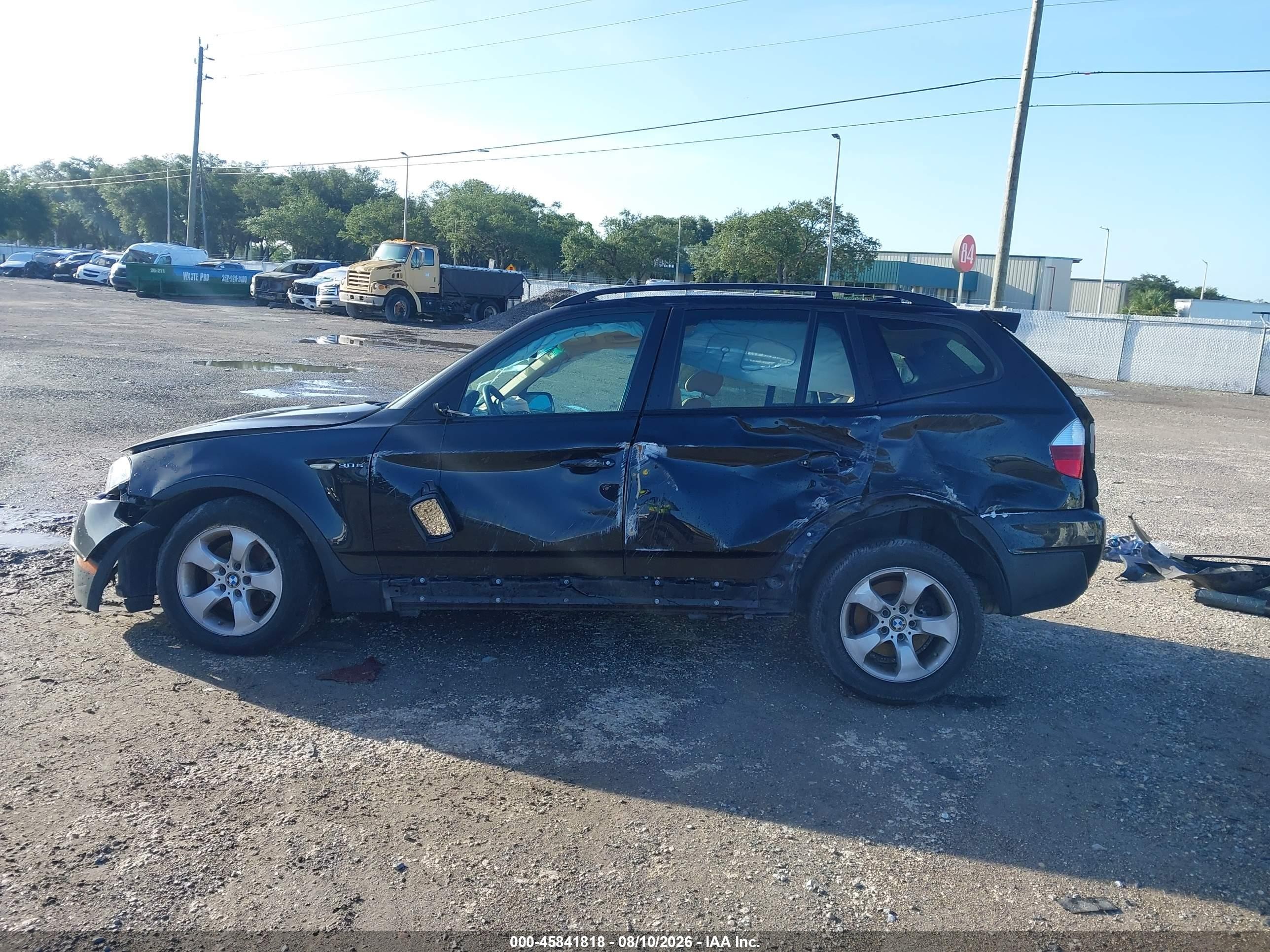 2007 Bmw X3 3.0si Black vin: WBXPC93487WF17780