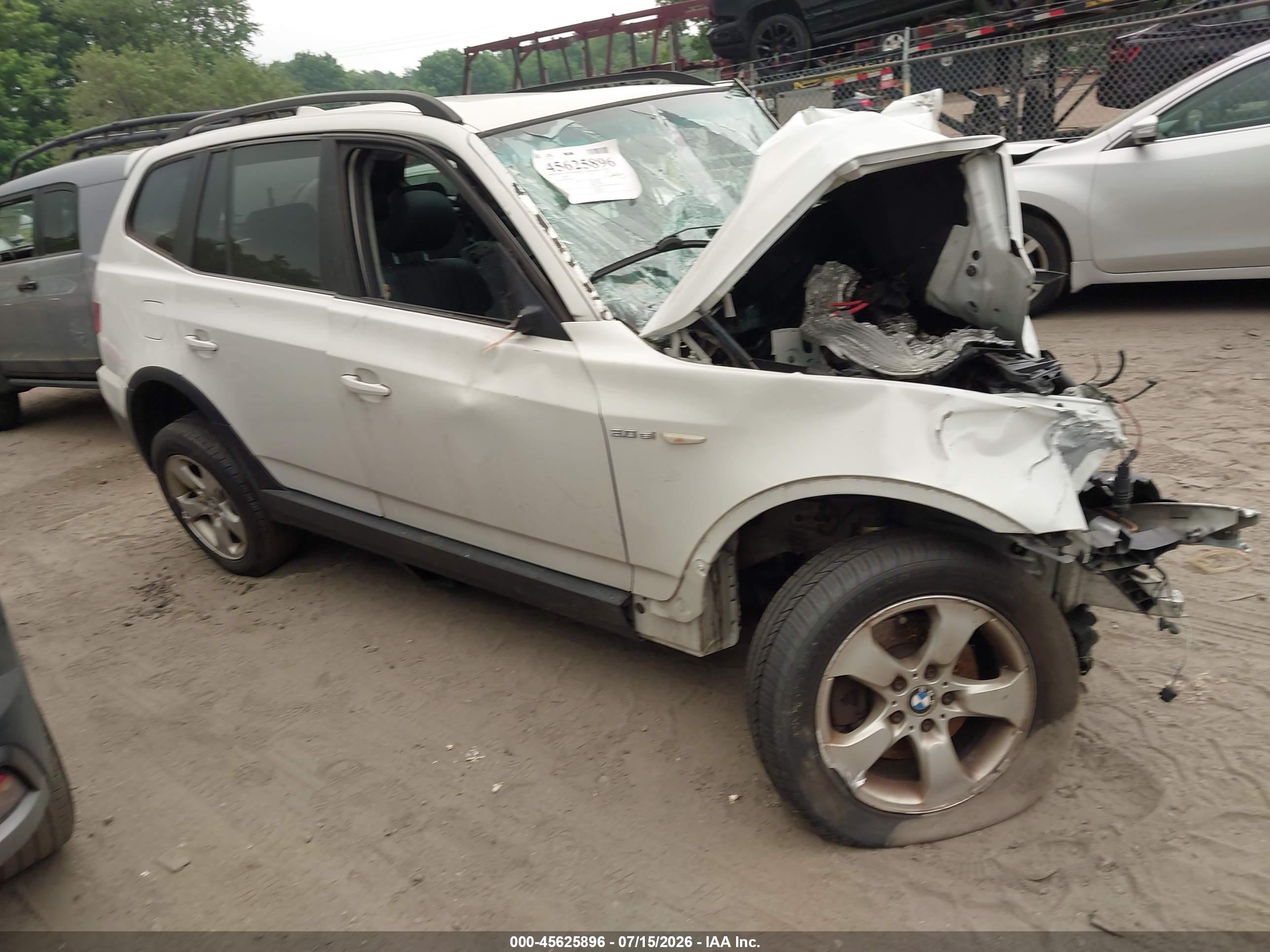 2007 Bmw X3 3.0si Белый vin: WBXPC93487WJ01936