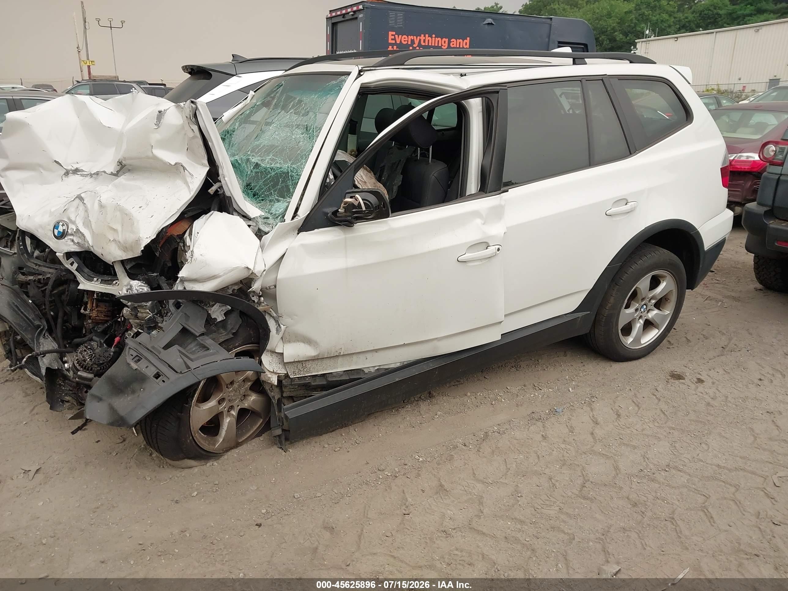 2007 Bmw X3 3.0si Белый vin: WBXPC93487WJ01936