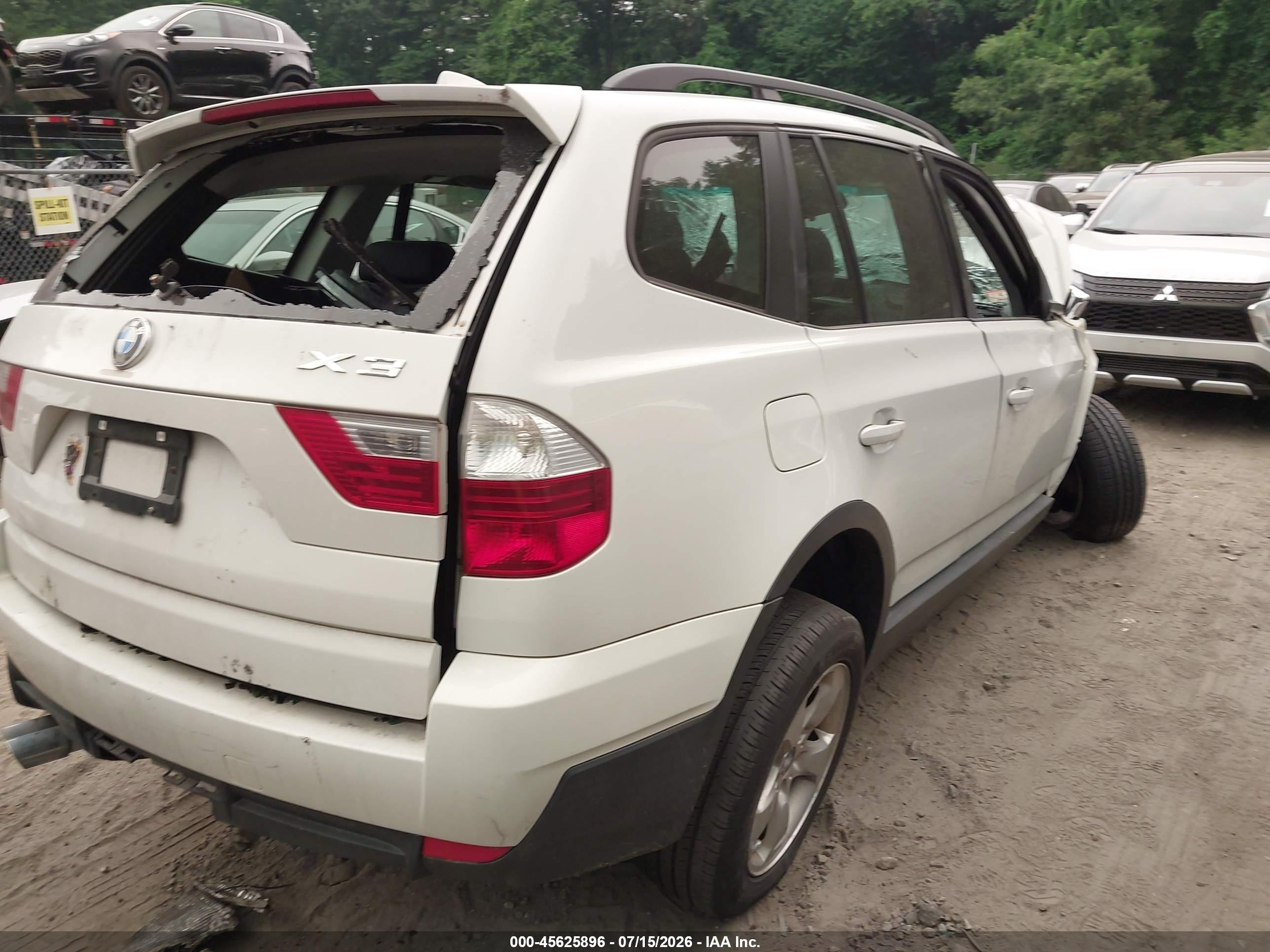 2007 Bmw X3 3.0si Белый vin: WBXPC93487WJ01936