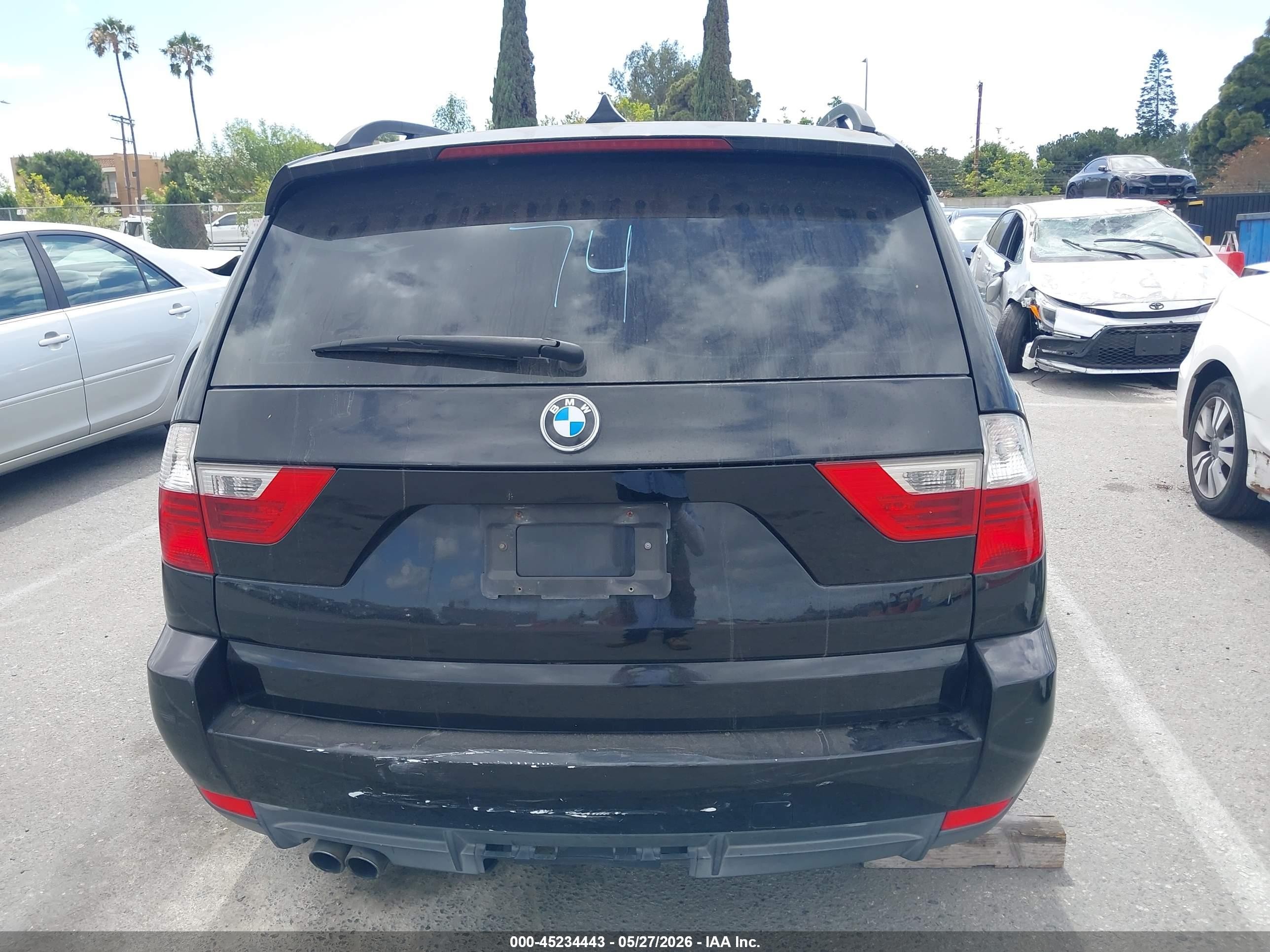 2008 Bmw X3 3.0si Black vin: WBXPC93488WJ06314