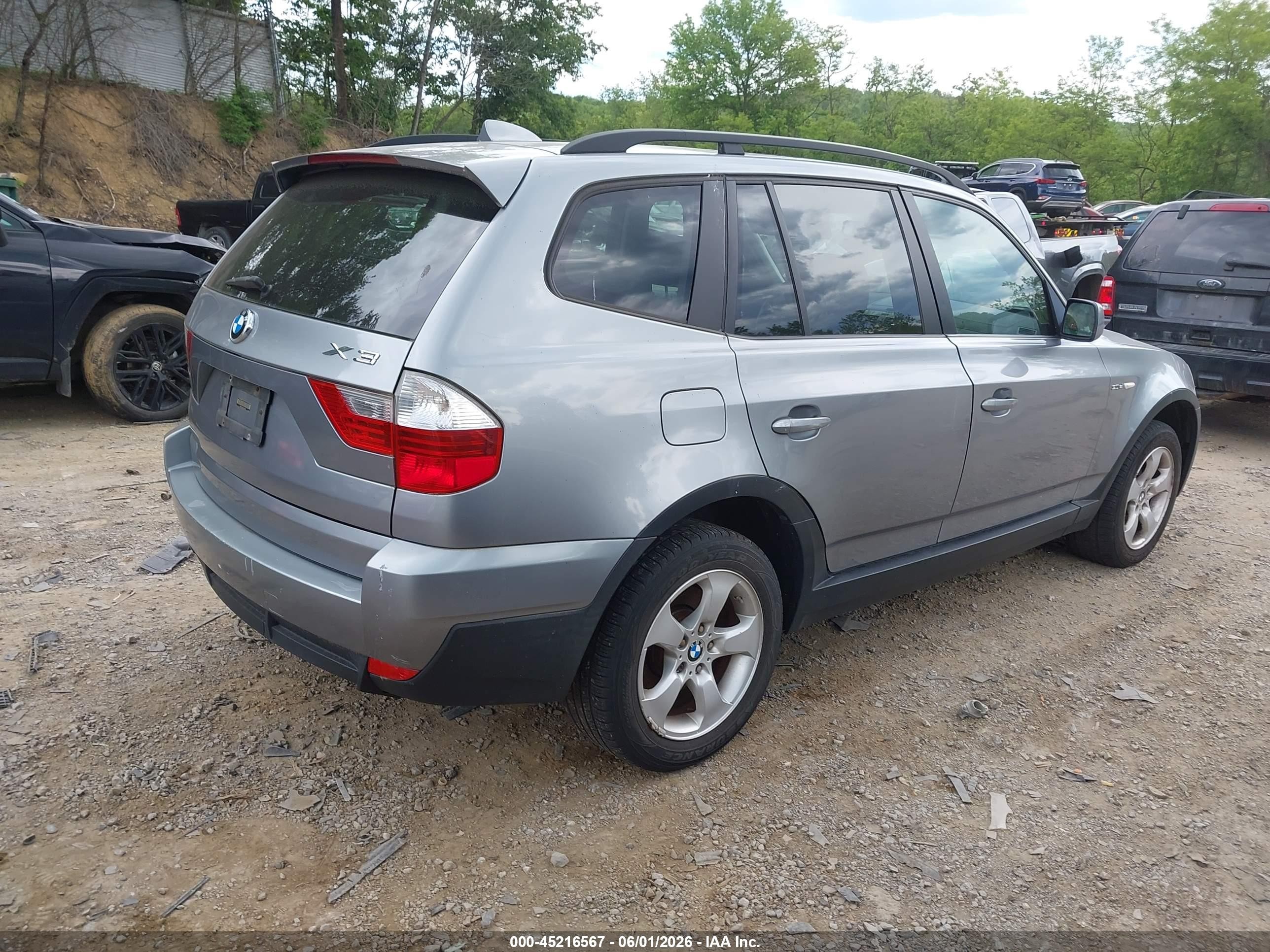 2008 Bmw X3 3.0si Gray vin: WBXPC93488WJ18396