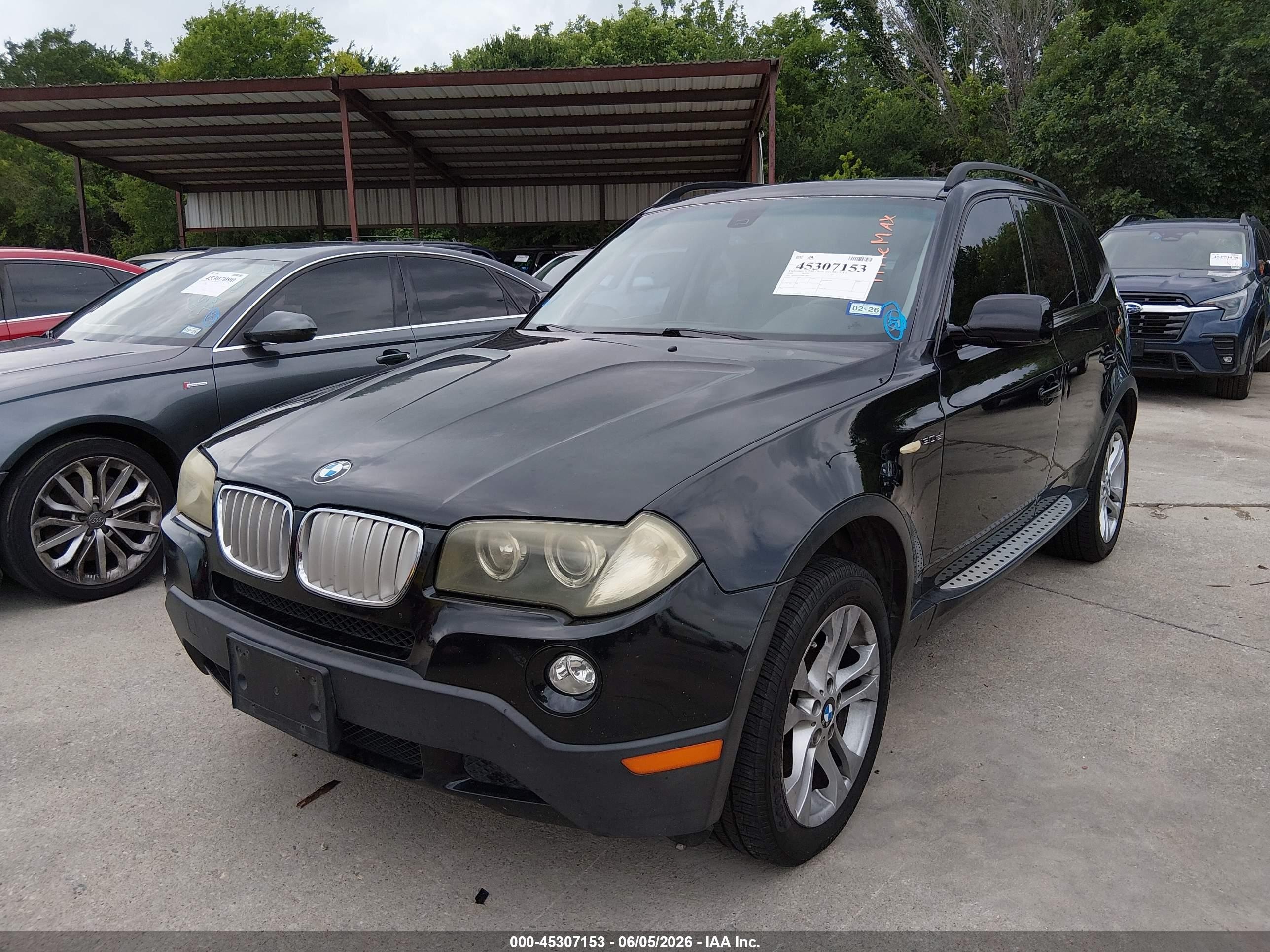 2008 Bmw X3 3.0si Black vin: WBXPC93488WJ20827