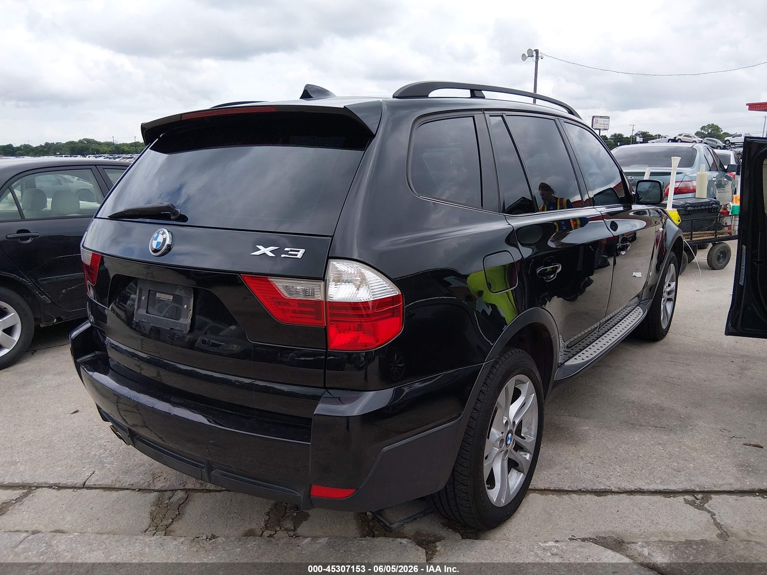 2008 Bmw X3 3.0si Black vin: WBXPC93488WJ20827