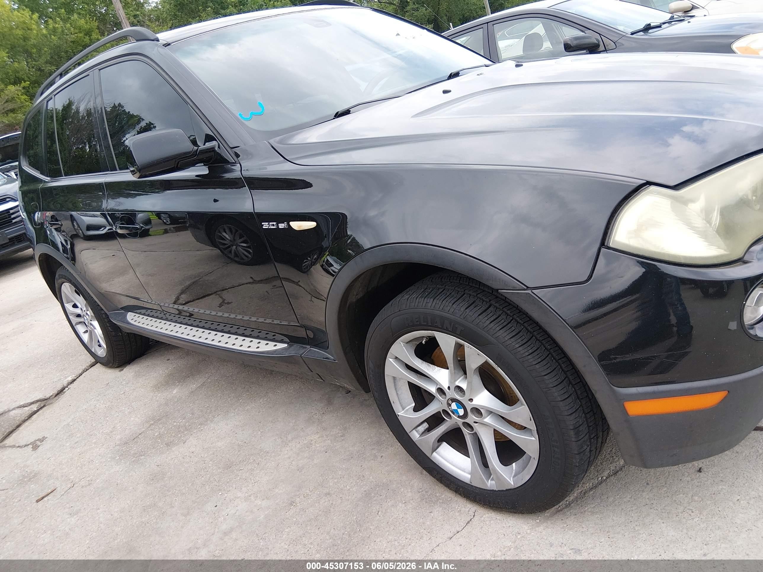 2008 Bmw X3 3.0si Black vin: WBXPC93488WJ20827