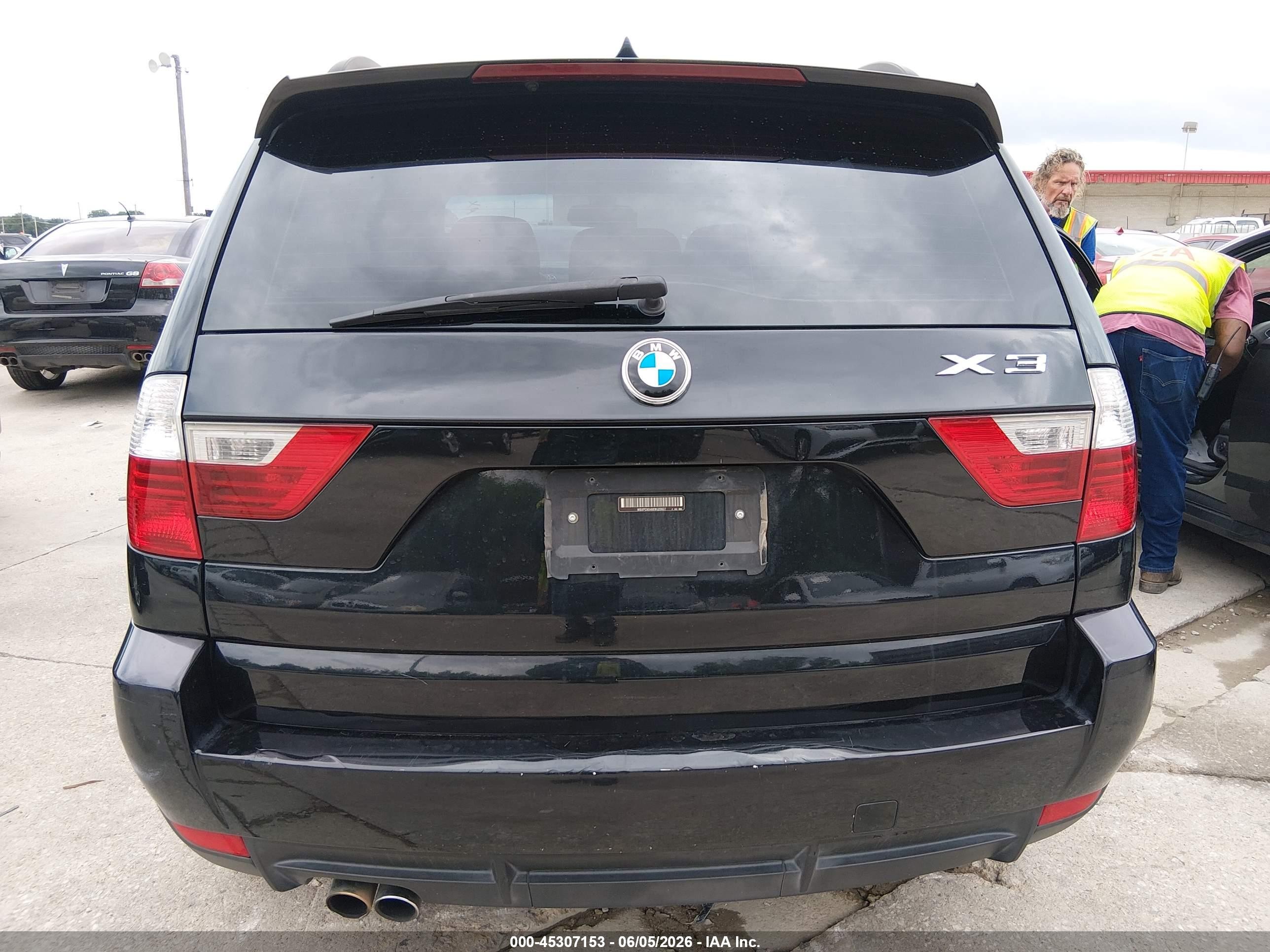 2008 Bmw X3 3.0si Black vin: WBXPC93488WJ20827