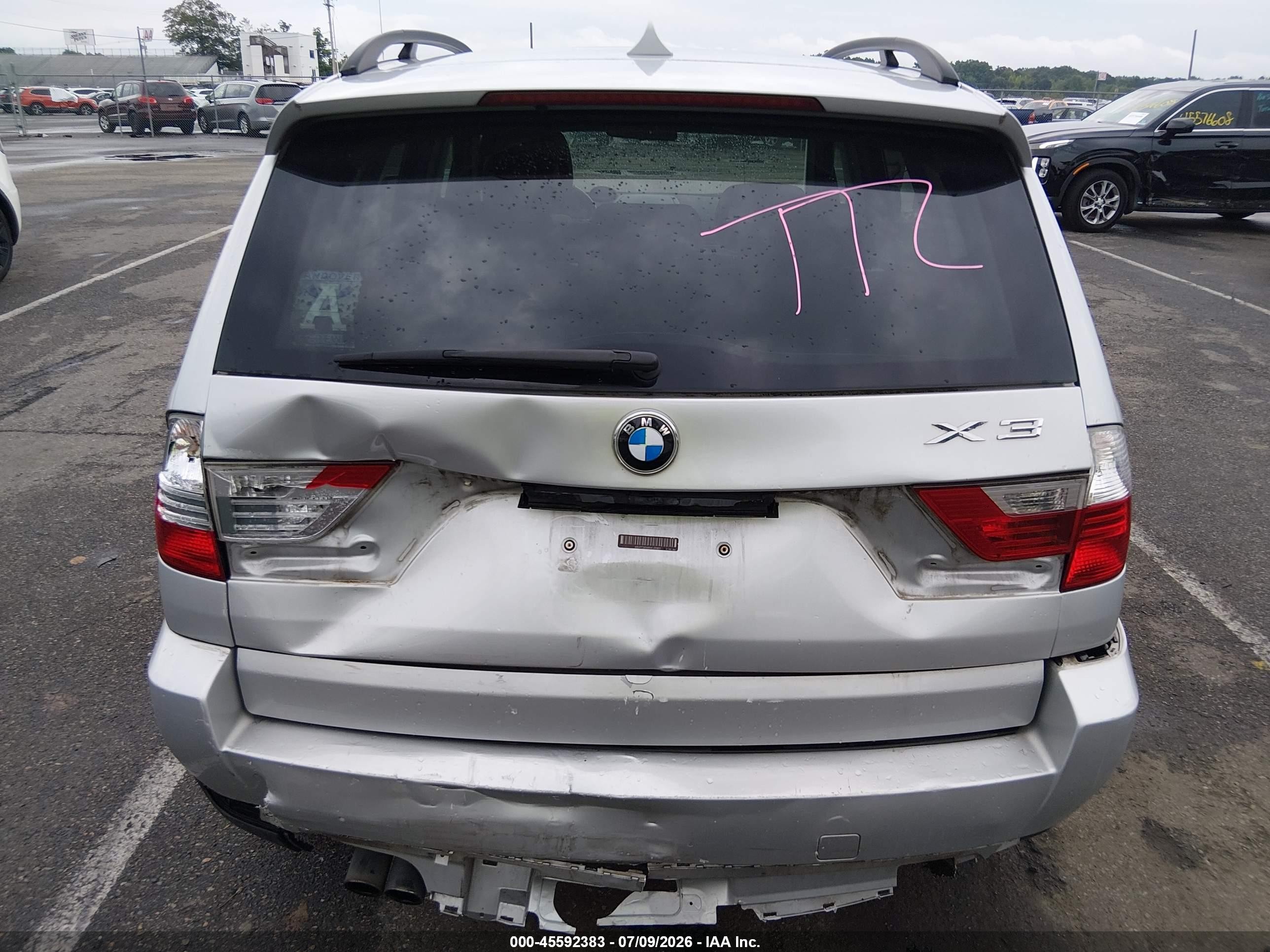 2009 Bmw X3 Xdrive30i Silver vin: WBXPC93489WJ30601