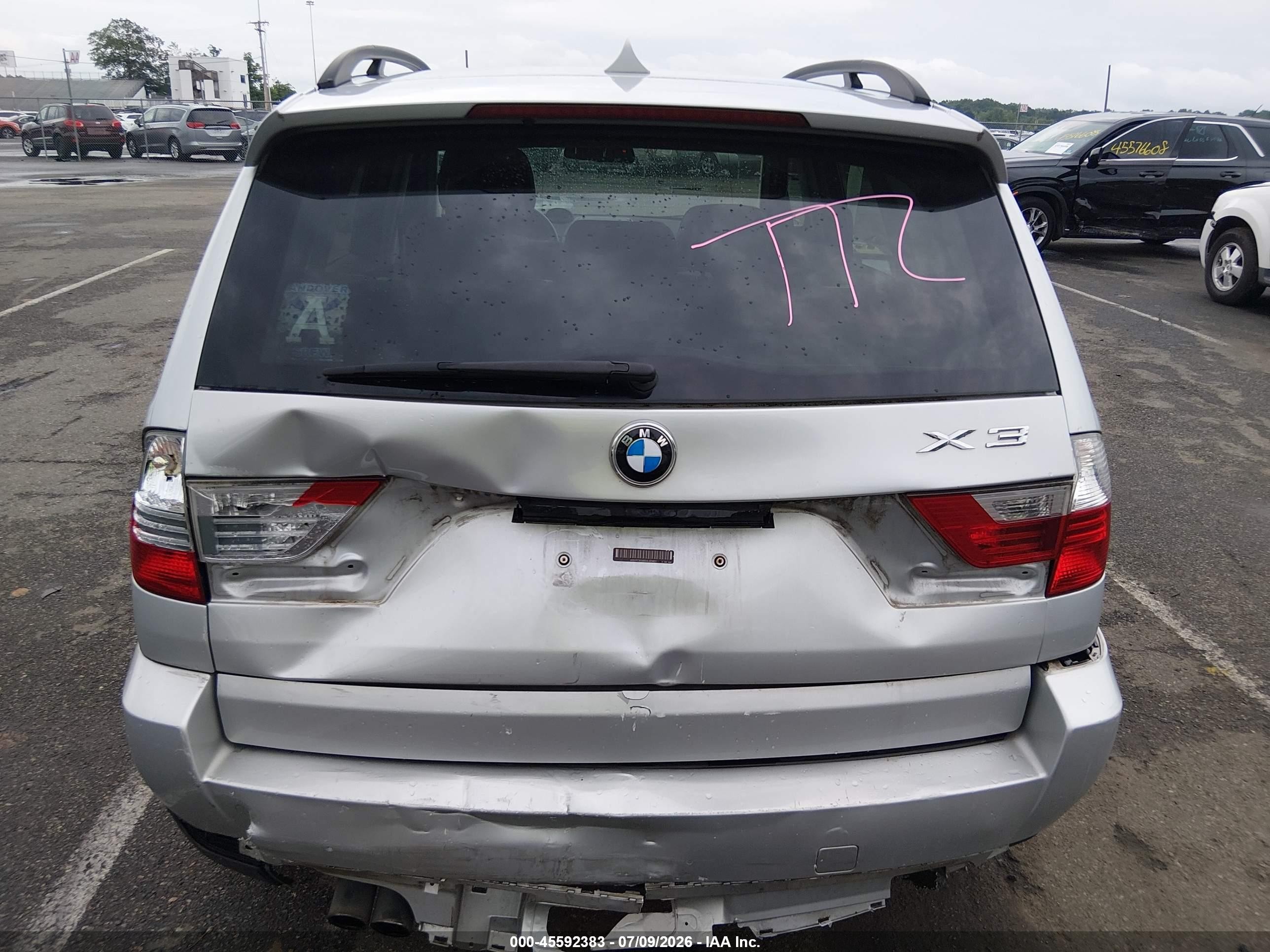 2009 Bmw X3 Xdrive30i Silver vin: WBXPC93489WJ30601