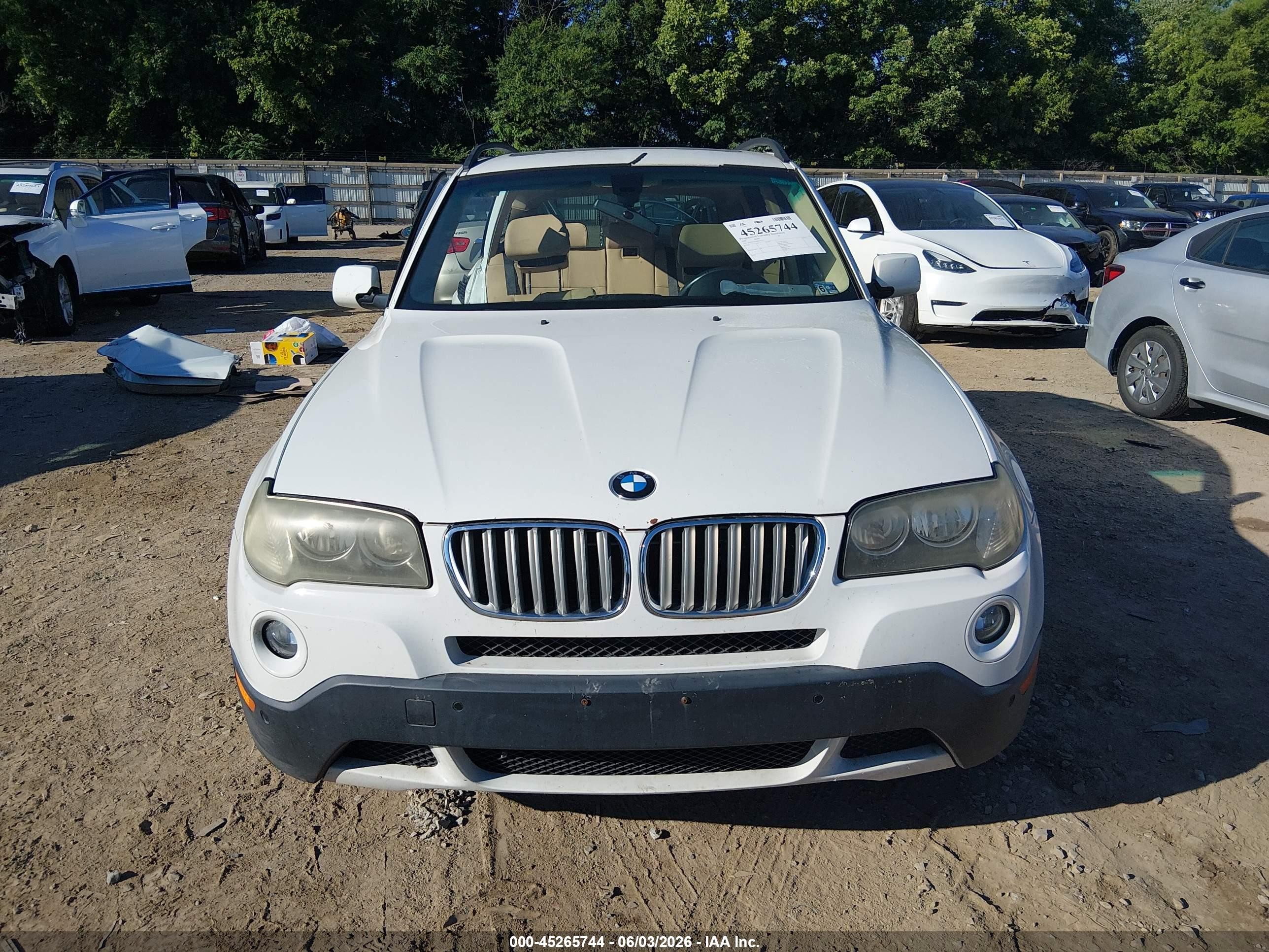 2008 Bmw X3 3.0si White vin: WBXPC93498WJ19430