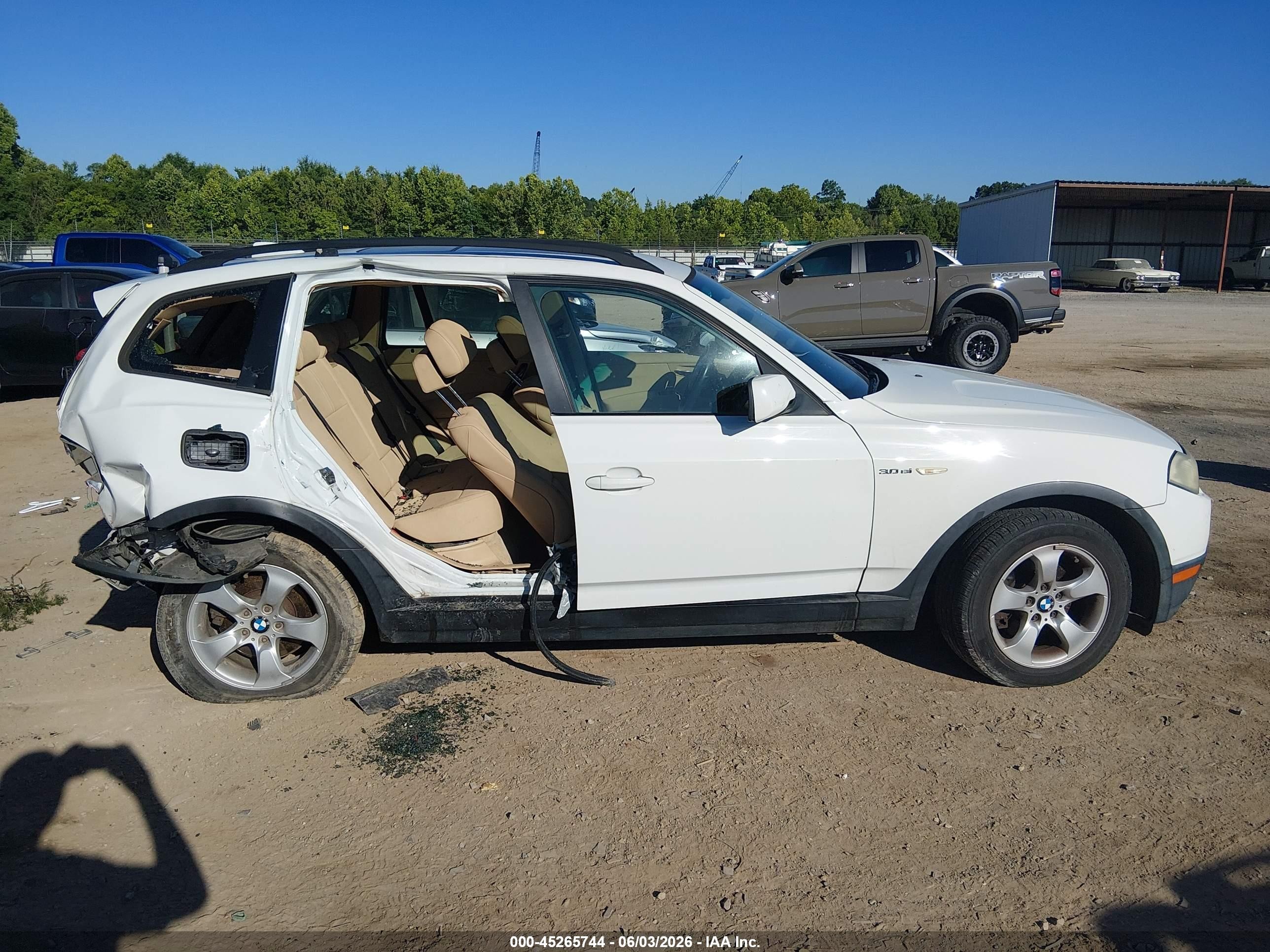 2008 Bmw X3 3.0si White vin: WBXPC93498WJ19430