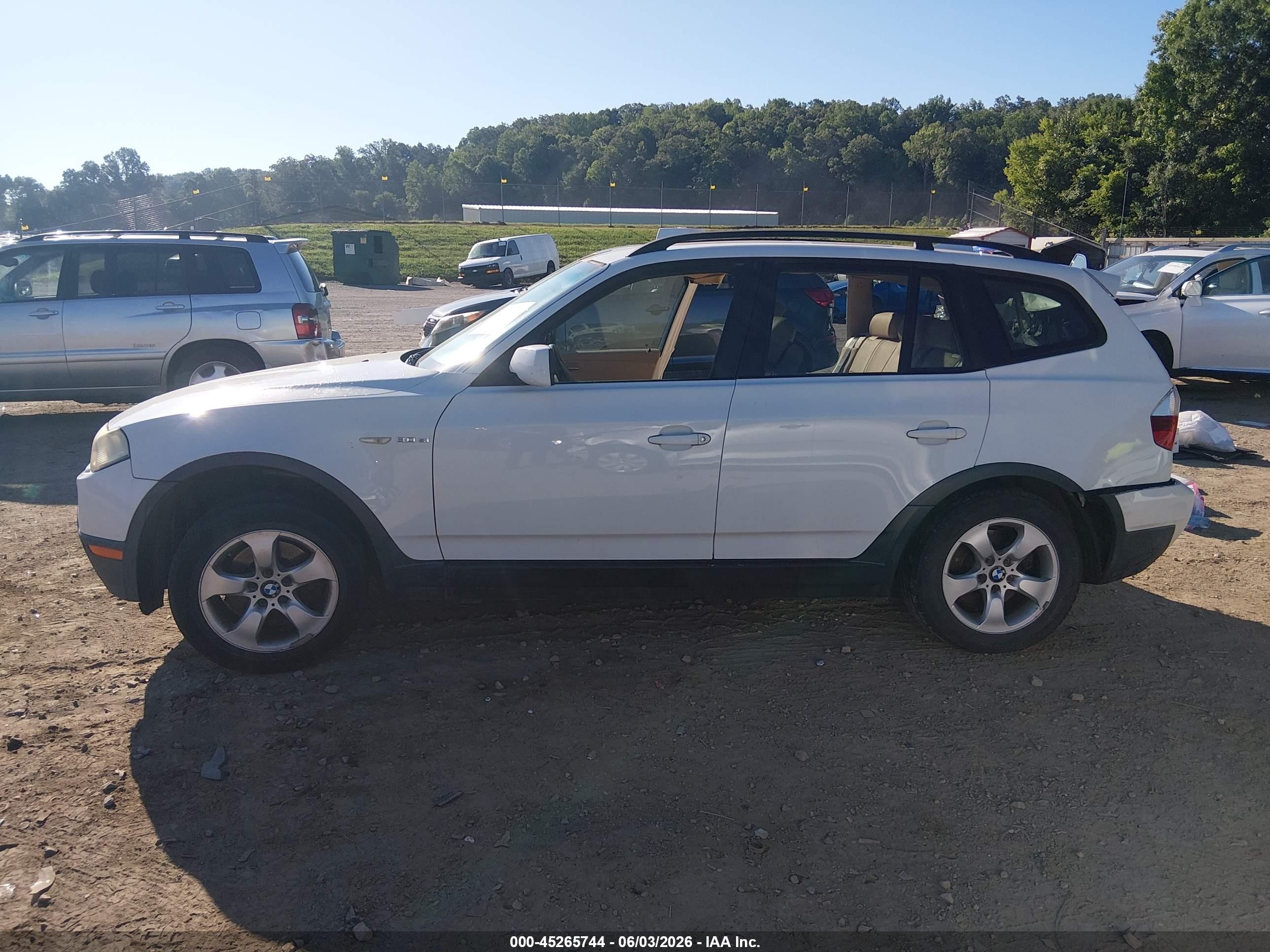 2008 Bmw X3 3.0si White vin: WBXPC93498WJ19430