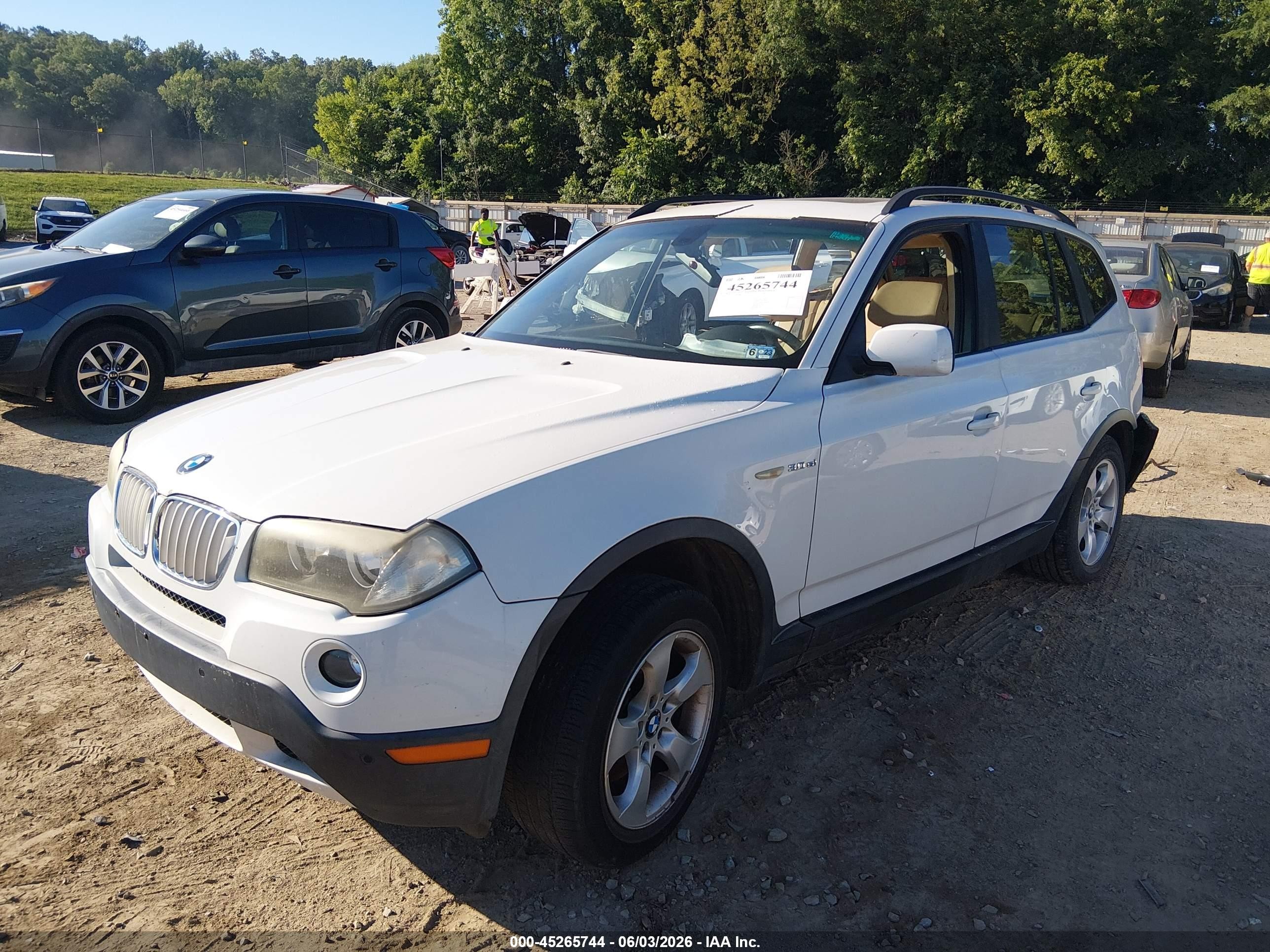 2008 Bmw X3 3.0si White vin: WBXPC93498WJ19430