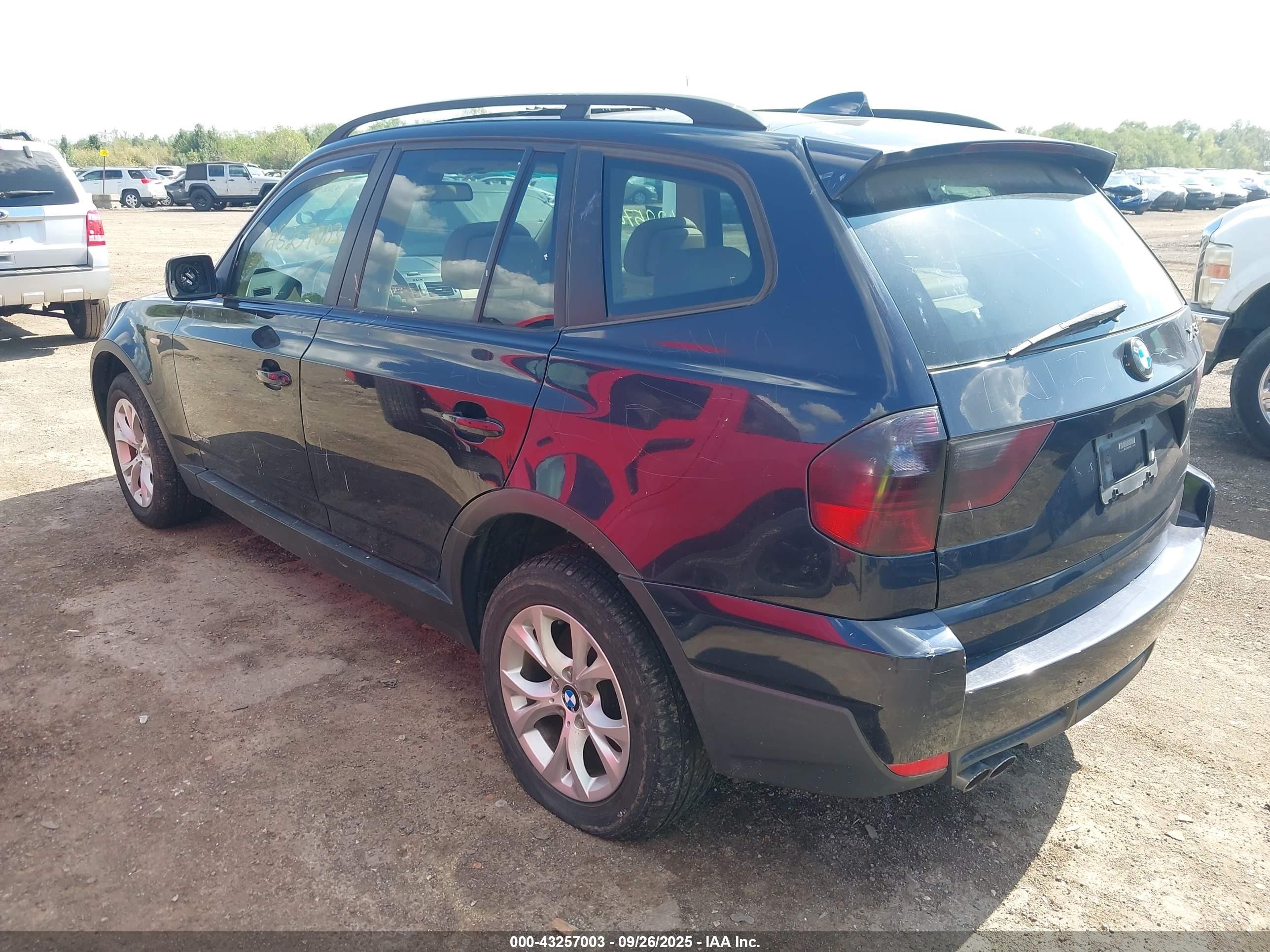 2009 Bmw X3 Xdrive30i Blue vin: WBXPC93499WJ24645