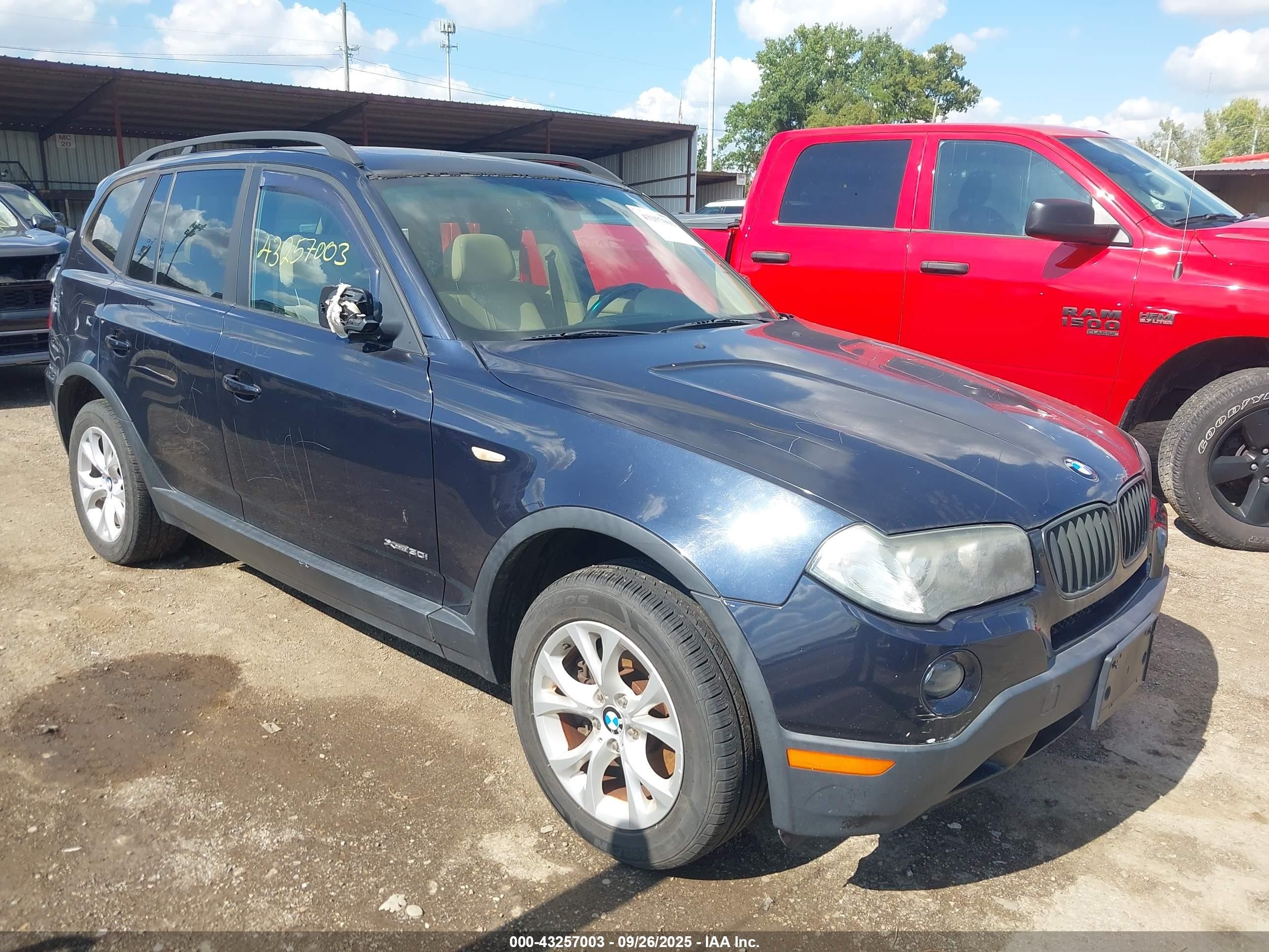 2009 Bmw X3 Xdrive30i Blue vin: WBXPC93499WJ24645