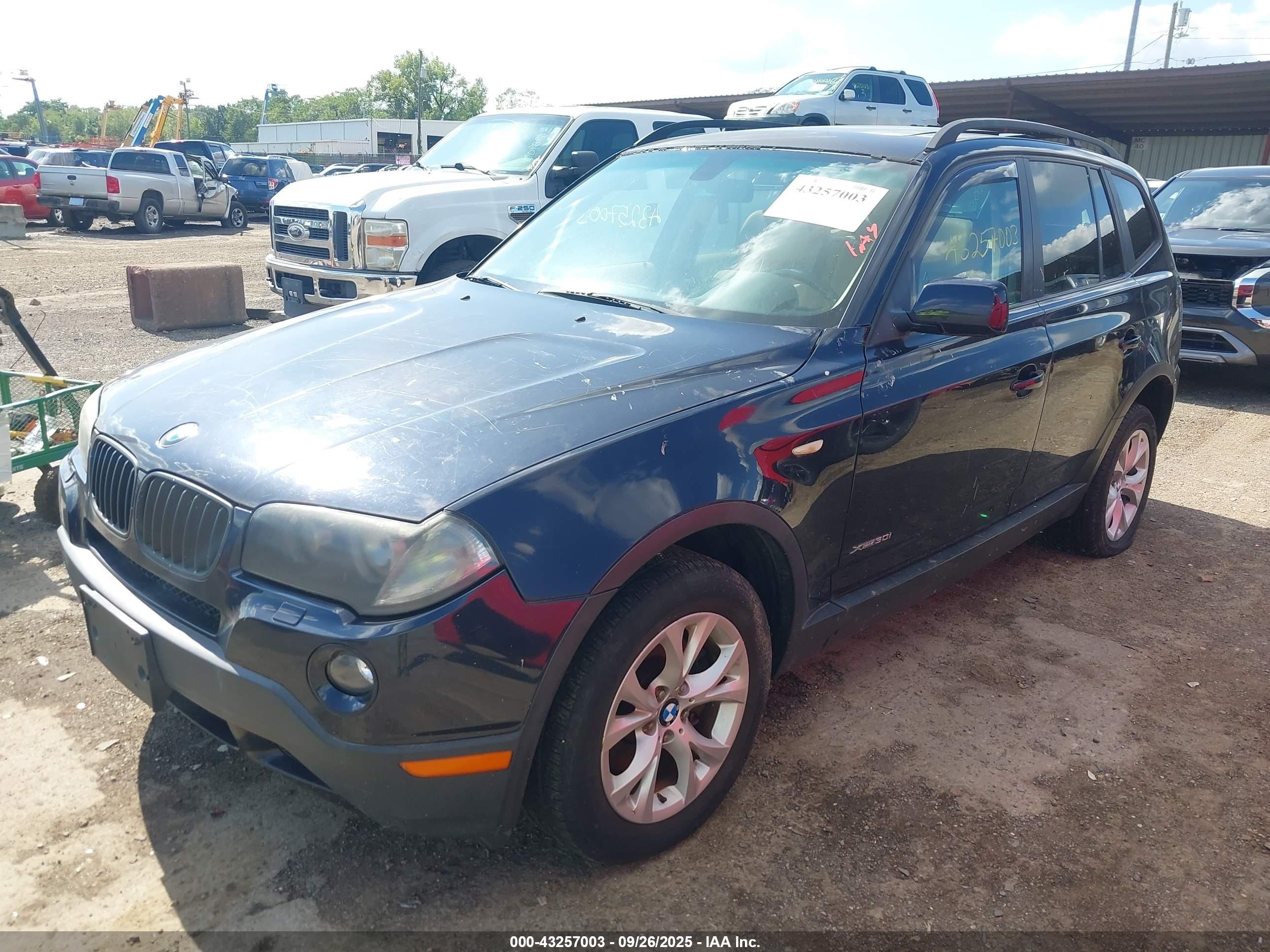 2009 Bmw X3 Xdrive30i Blue vin: WBXPC93499WJ24645