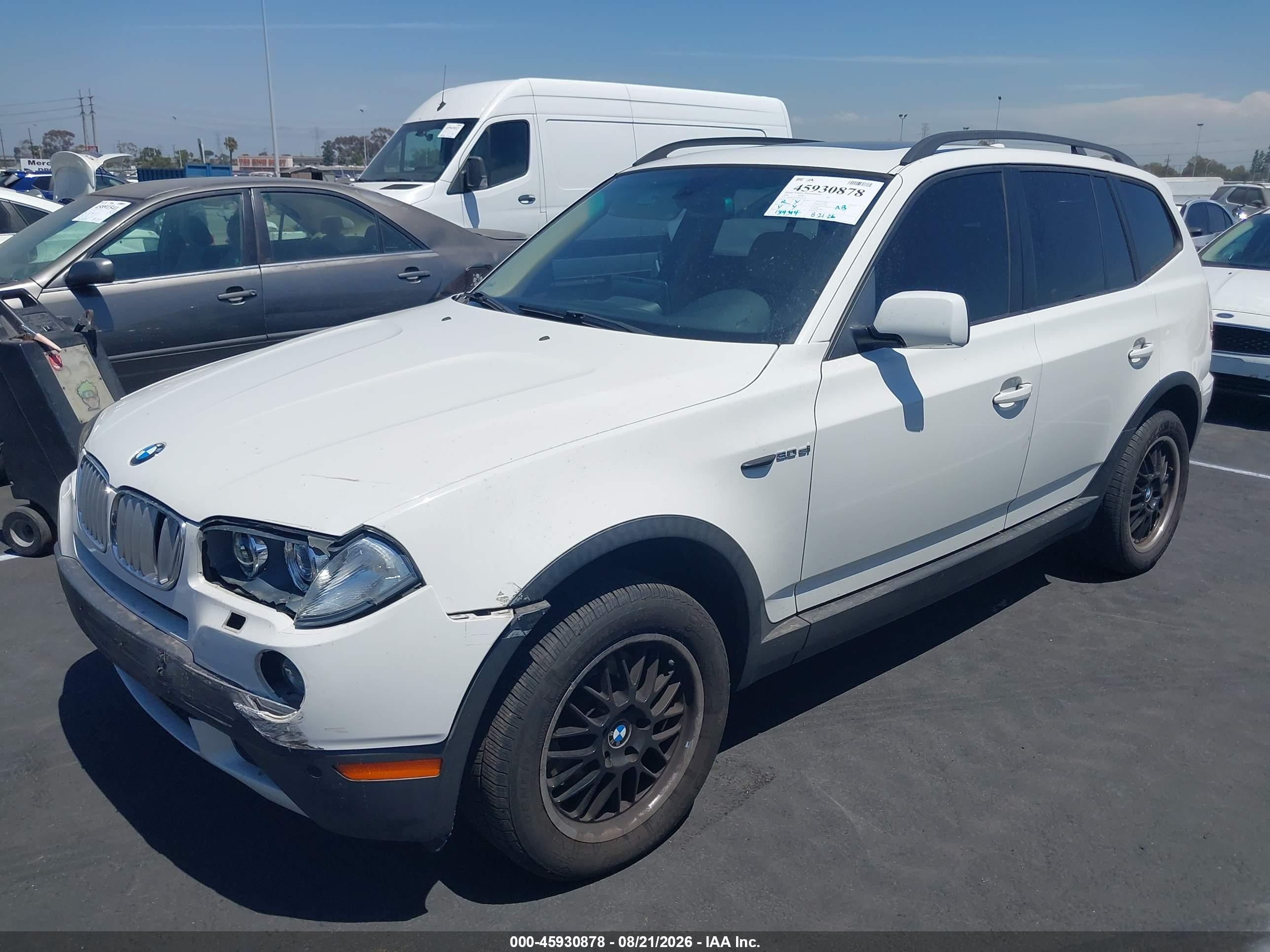 2008 Bmw X3 3.0si White vin: WBXPC934X8WJ10574