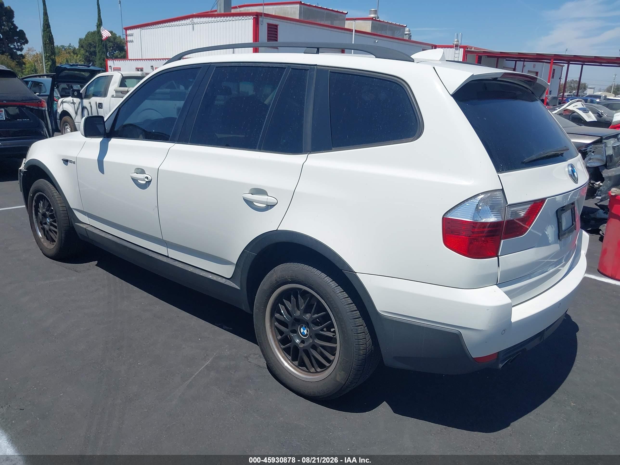 2008 Bmw X3 3.0si White vin: WBXPC934X8WJ10574