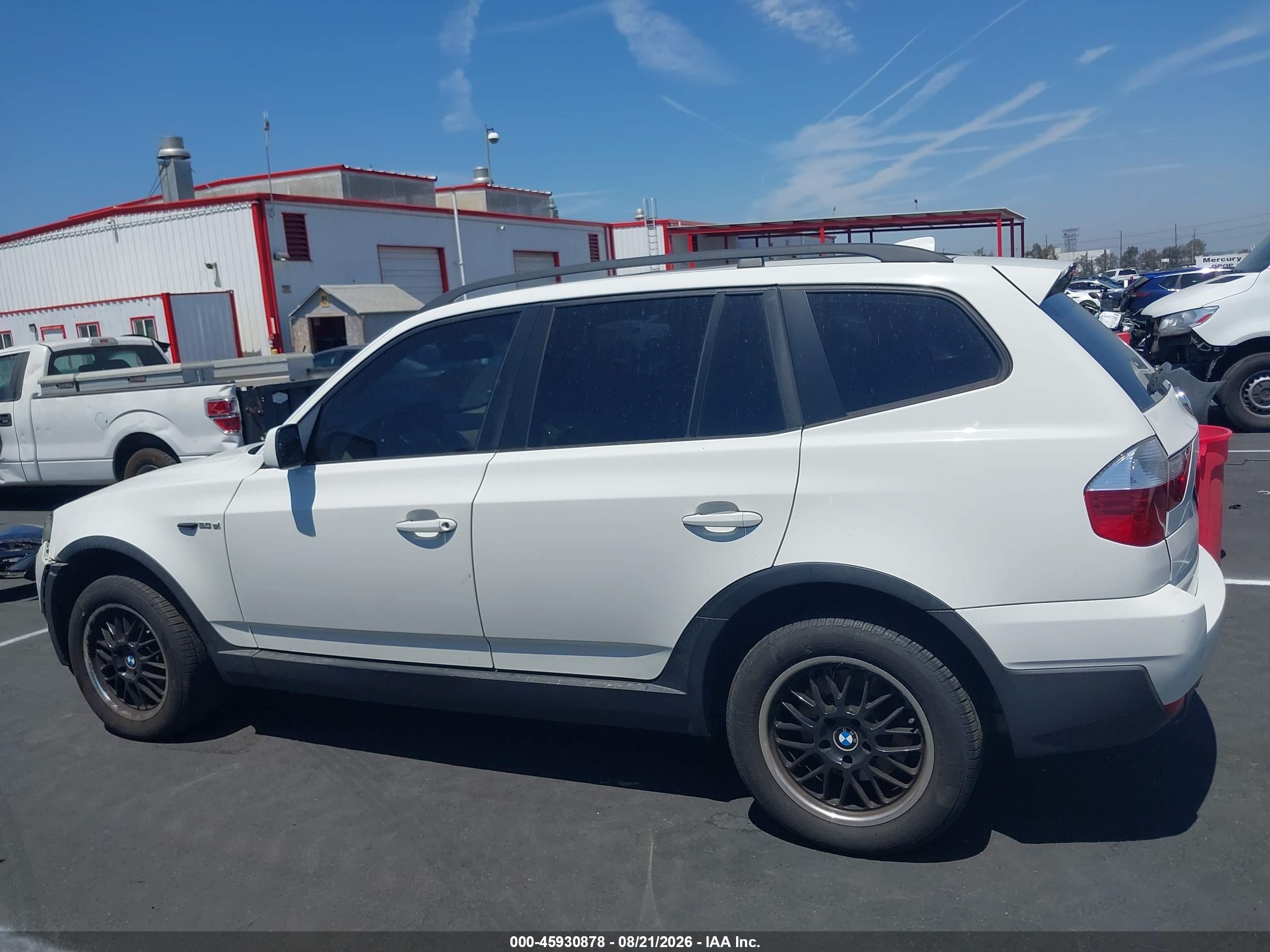 2008 Bmw X3 3.0si White vin: WBXPC934X8WJ10574