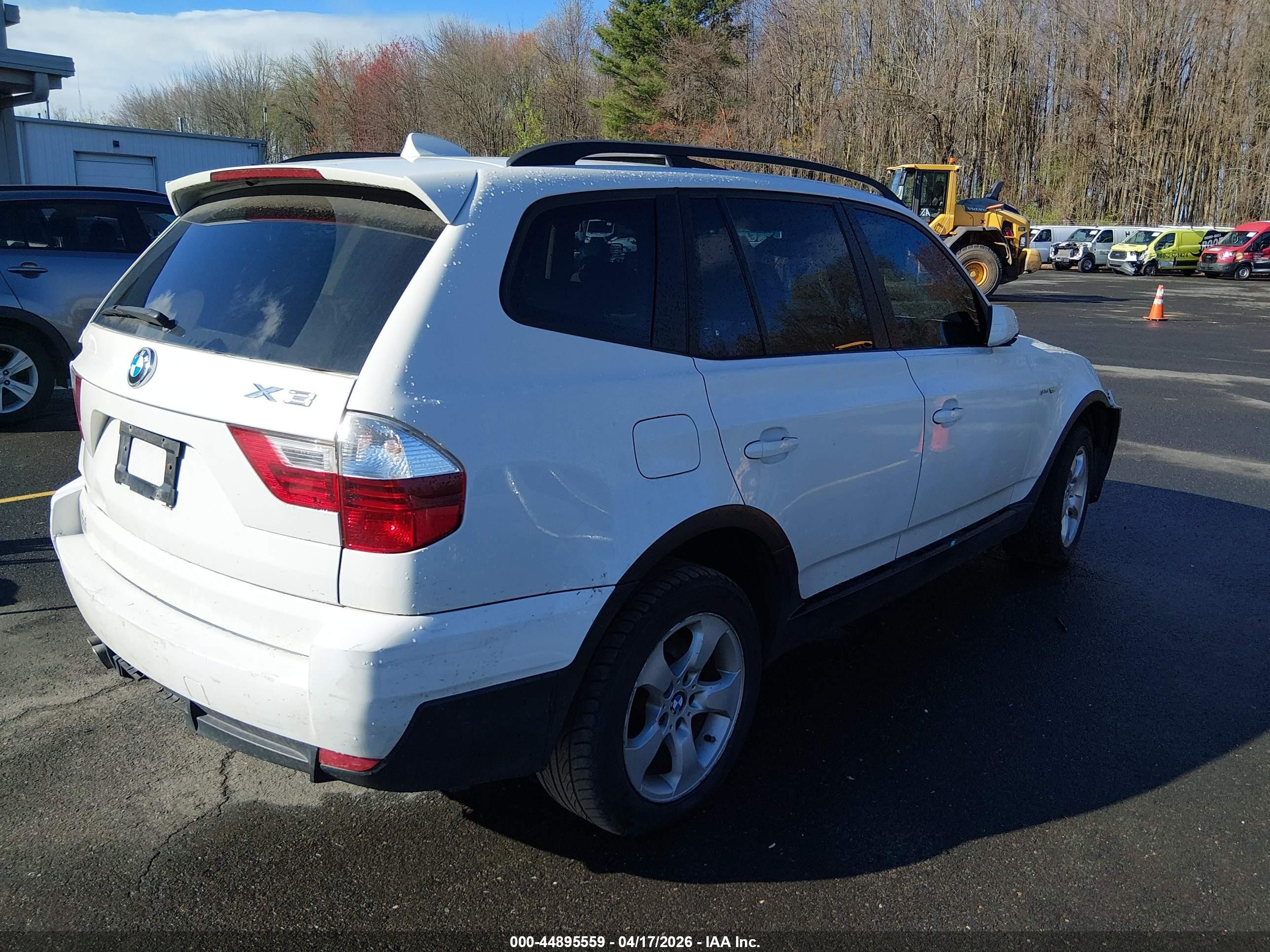 2008 Bmw X3 3.0si White vin: WBXPC934X8WJ14673