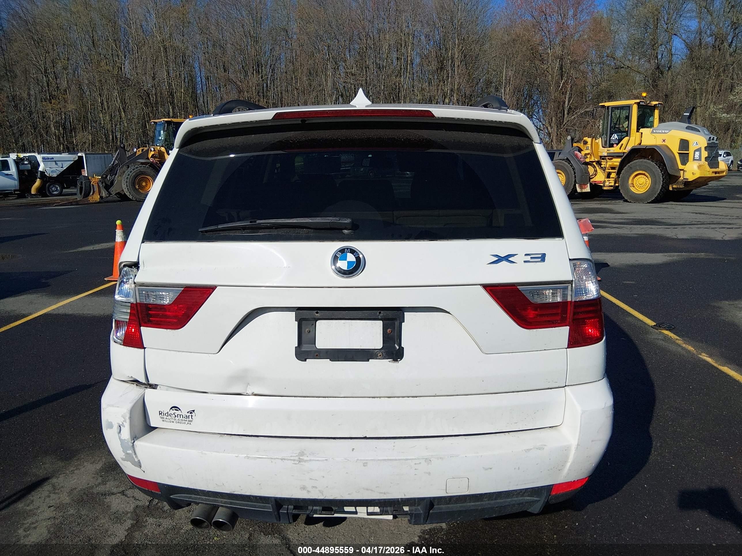 2008 Bmw X3 3.0si White vin: WBXPC934X8WJ14673