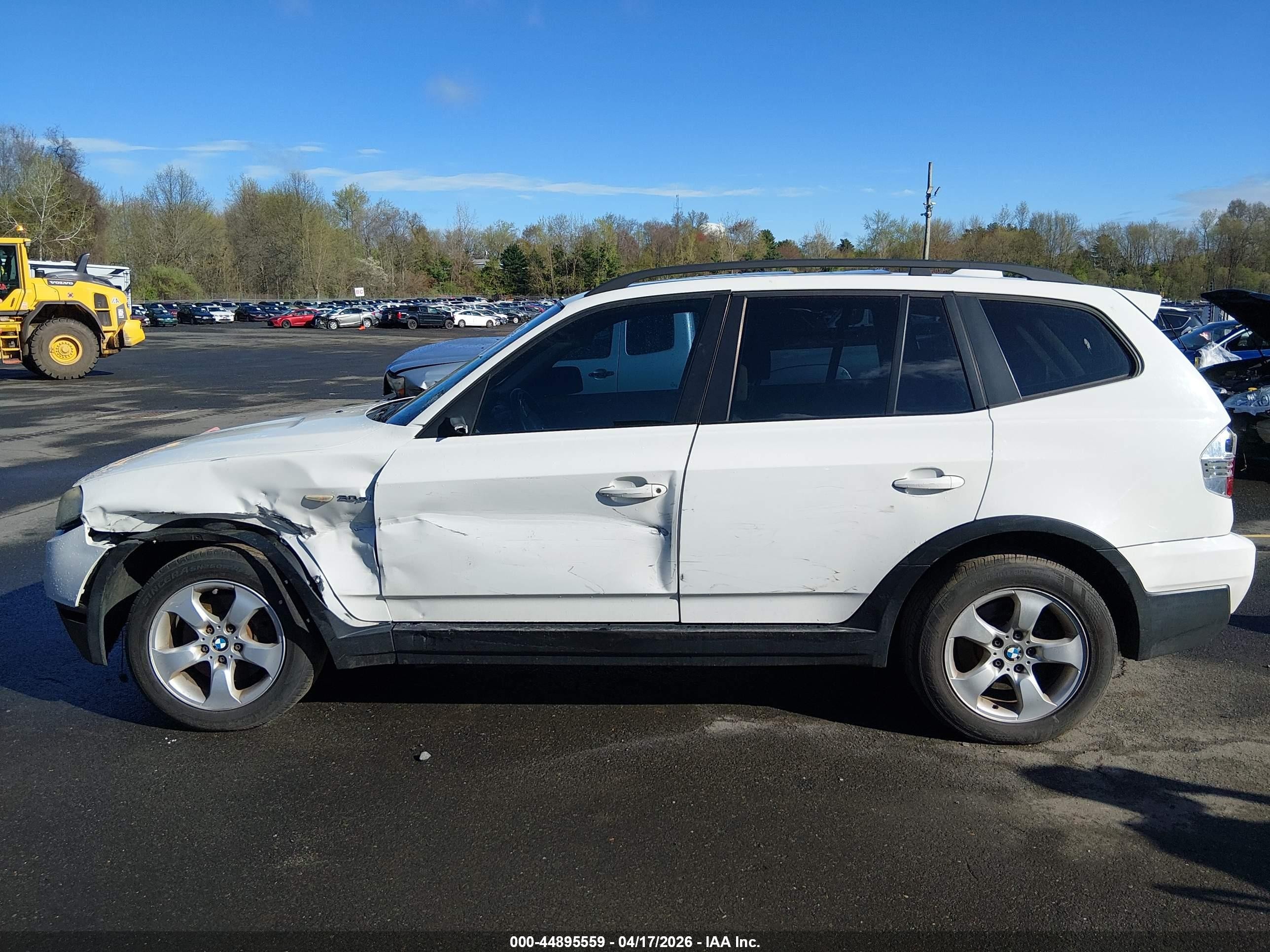 2008 Bmw X3 3.0si White vin: WBXPC934X8WJ14673
