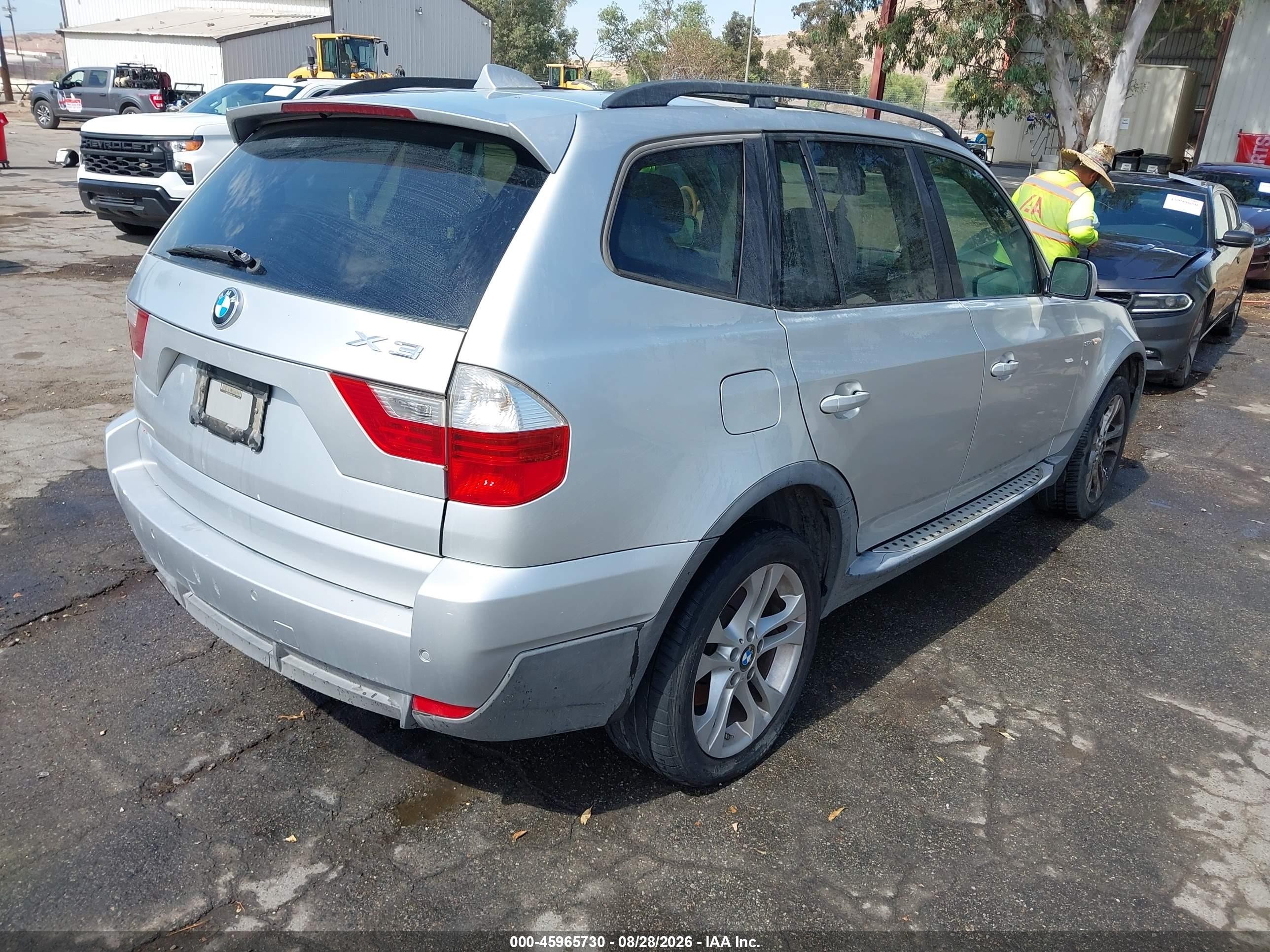 2008 Bmw X3 3.0si Silver vin: WBXPC934X8WJ19016