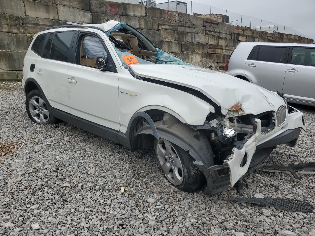 2008 Bmw X3 3.0si White vin: WBXPC934X8WJ23759